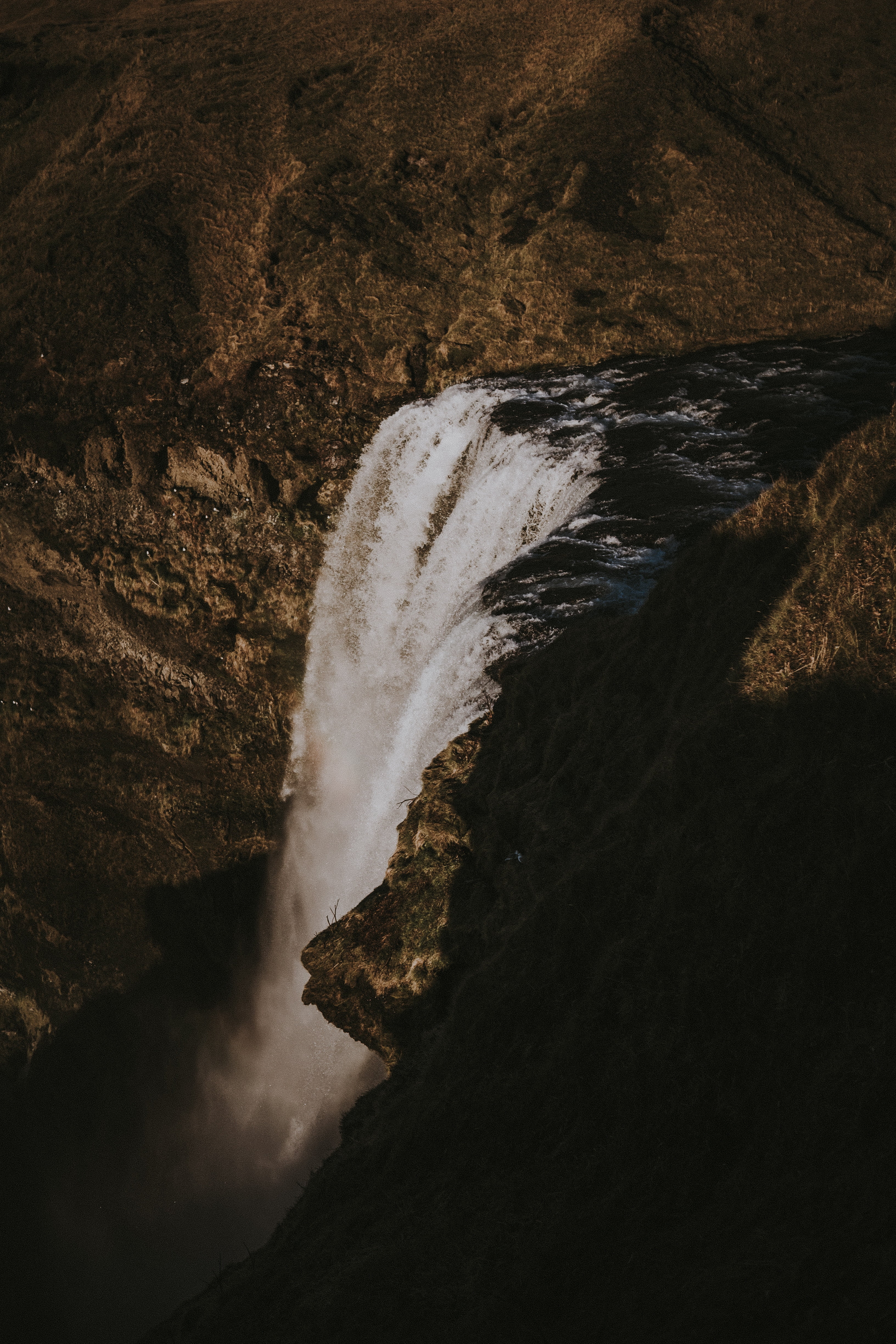 land, motion, waterfall, water, flowing, rock formation, non-urban scene, sea, precipice, power in nature, rock - object, beauty in nature, falling water, Phone HD Wallpaper
