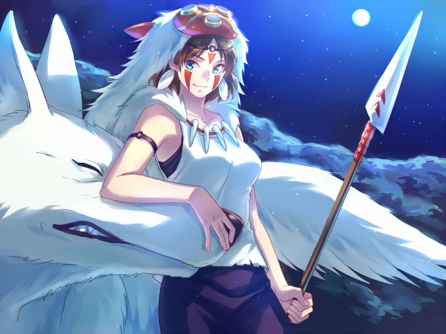 water, clothing, three quarter length, beautiful woman, beauty, Anime, young women, art and craft, 720P, front view, sea, Mononoke Hime, nature, flag, HD Wallpaper