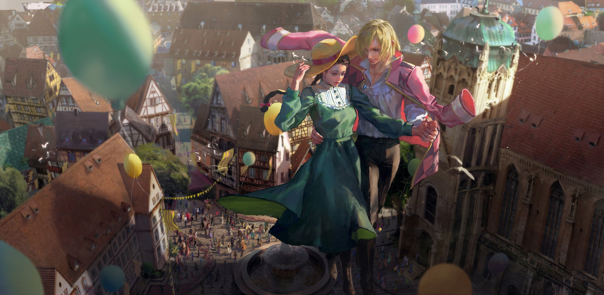 Studio Ghibli, Howls Moving Castle, 1080P, artwork, fantasy art, HD Wallpaper