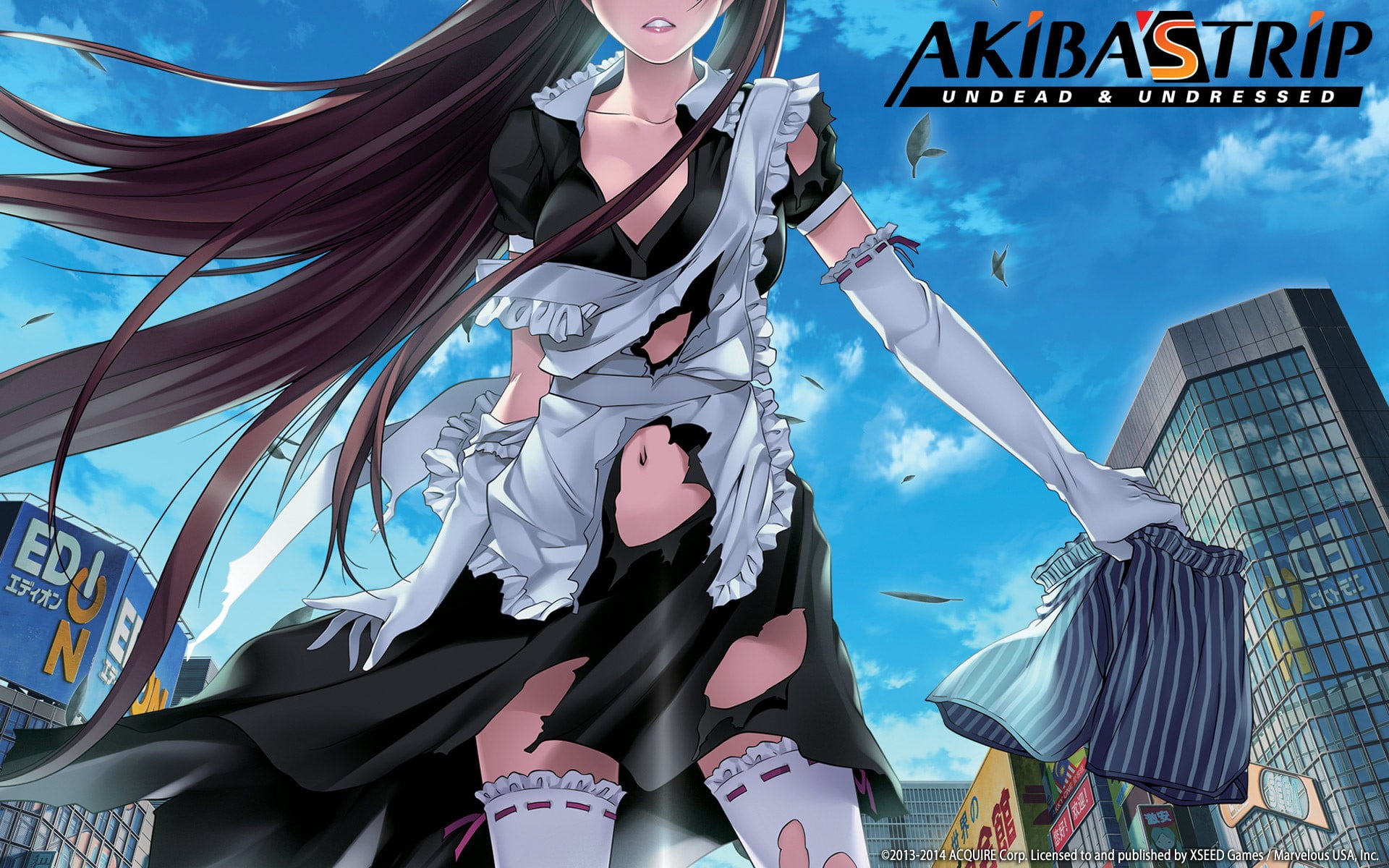 architecture, female, haired, beautiful woman, lifestyles, building, low angle view, anime, character, video games, brown, one person, torn clothes, adult, HD Wallpaper