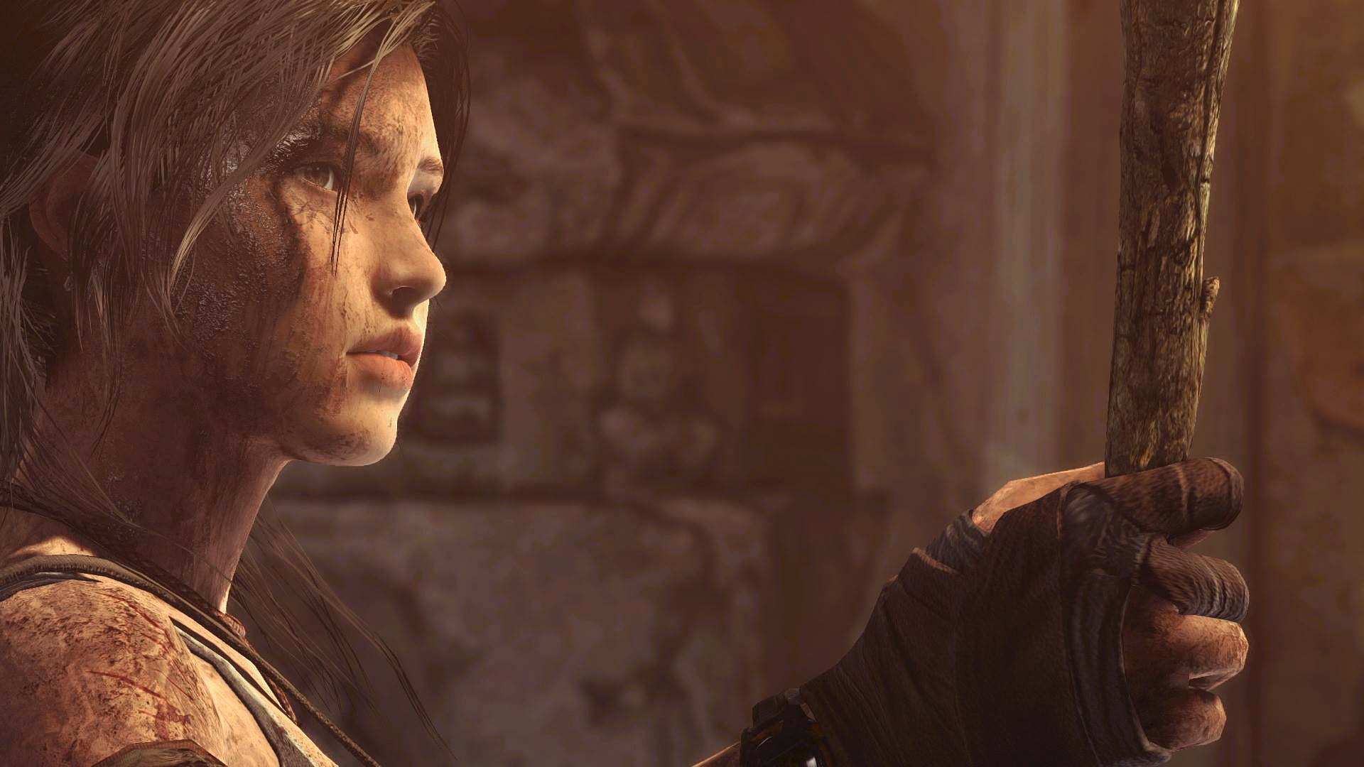 side view, Lara Croft, focus on foreground, architecture, hairstyle, sculpture, art and craft, Tomb Raider, adult, human body part, close-up, video games, HD Wallpaper