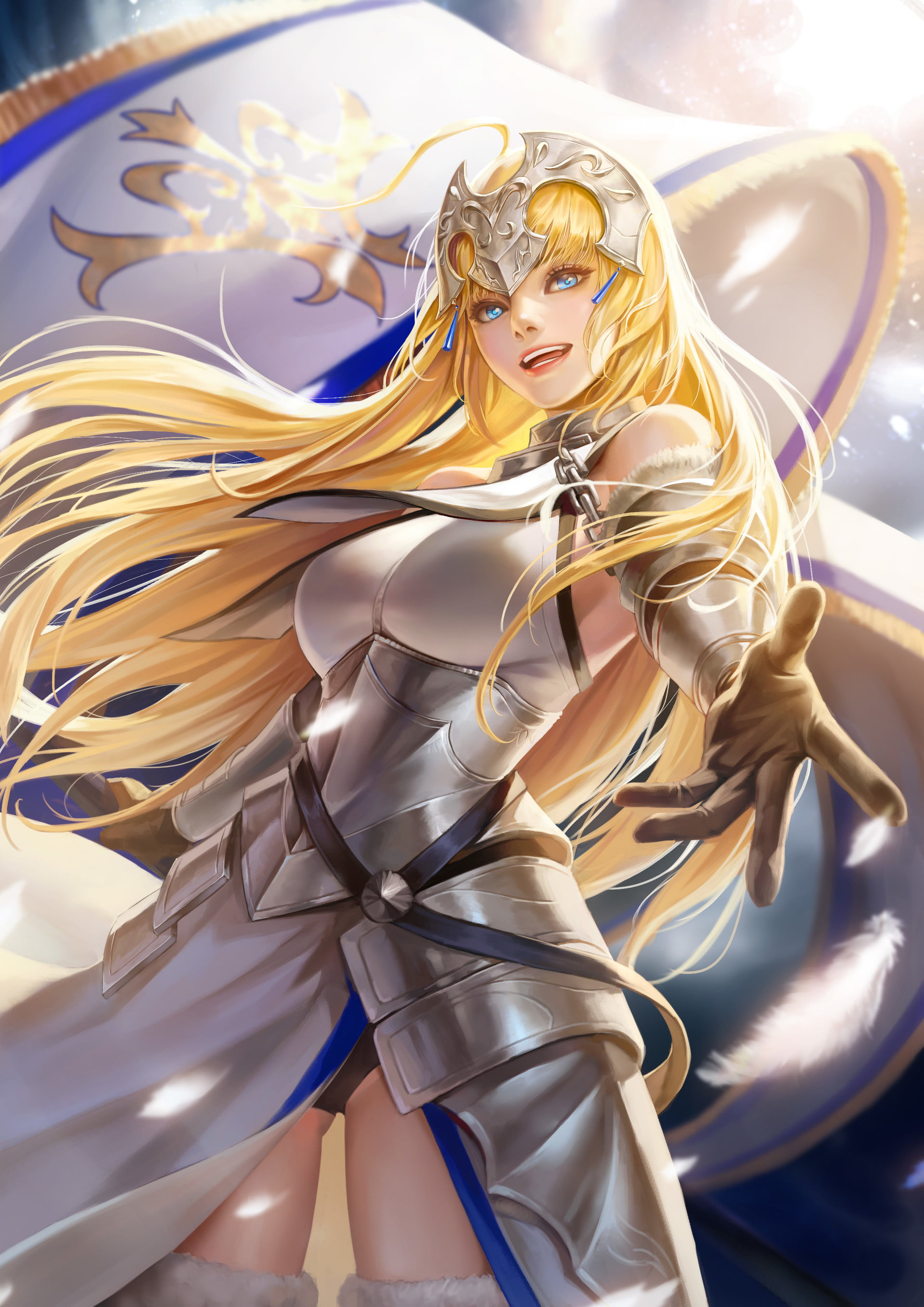 Ruler (Fate/Apocrypha), anime girls, indoors, beauty, art and craft, religion, spirituality, close-up, clothing, female likeness, Fate Series, belief, women, Phone HD Wallpaper