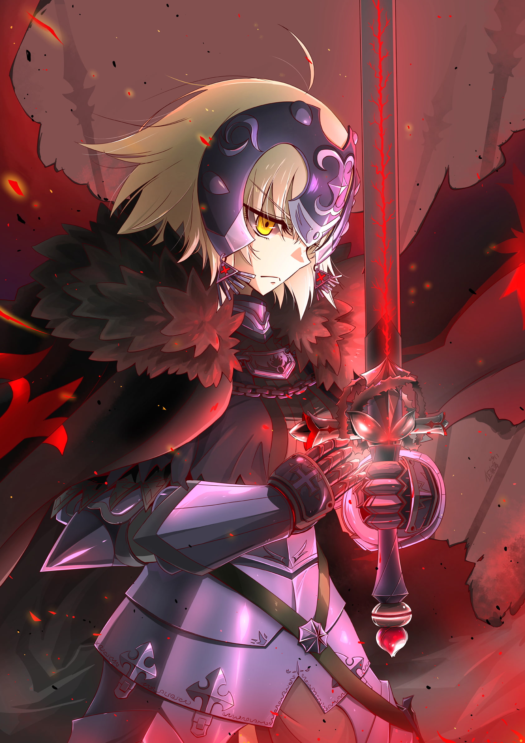 Fate/Grand Order, Fate/Stay Night, Jeanne dArc, Fate/Apocrypha, sword, armor, Ruler (Fate/Grand Order), Jeanne darc alter, 1080P, Phone HD Wallpaper