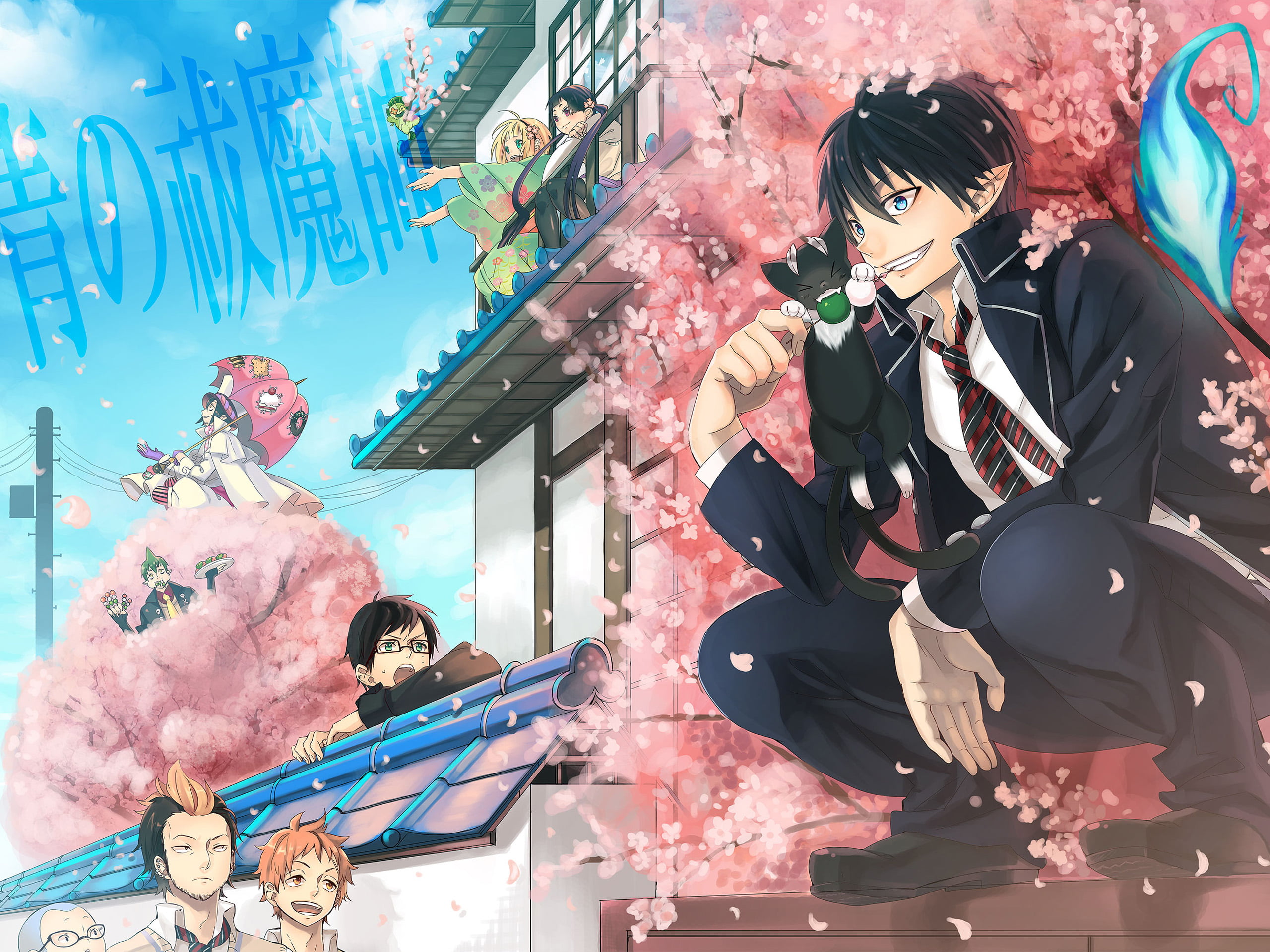 Kamiki Izumo, lifestyles, Okumura Rin, women, Suguro Ryuji, outdoors, occupation, real people, young adult, sitting, men, young men, gesturing, three quarter length, HD Wallpaper