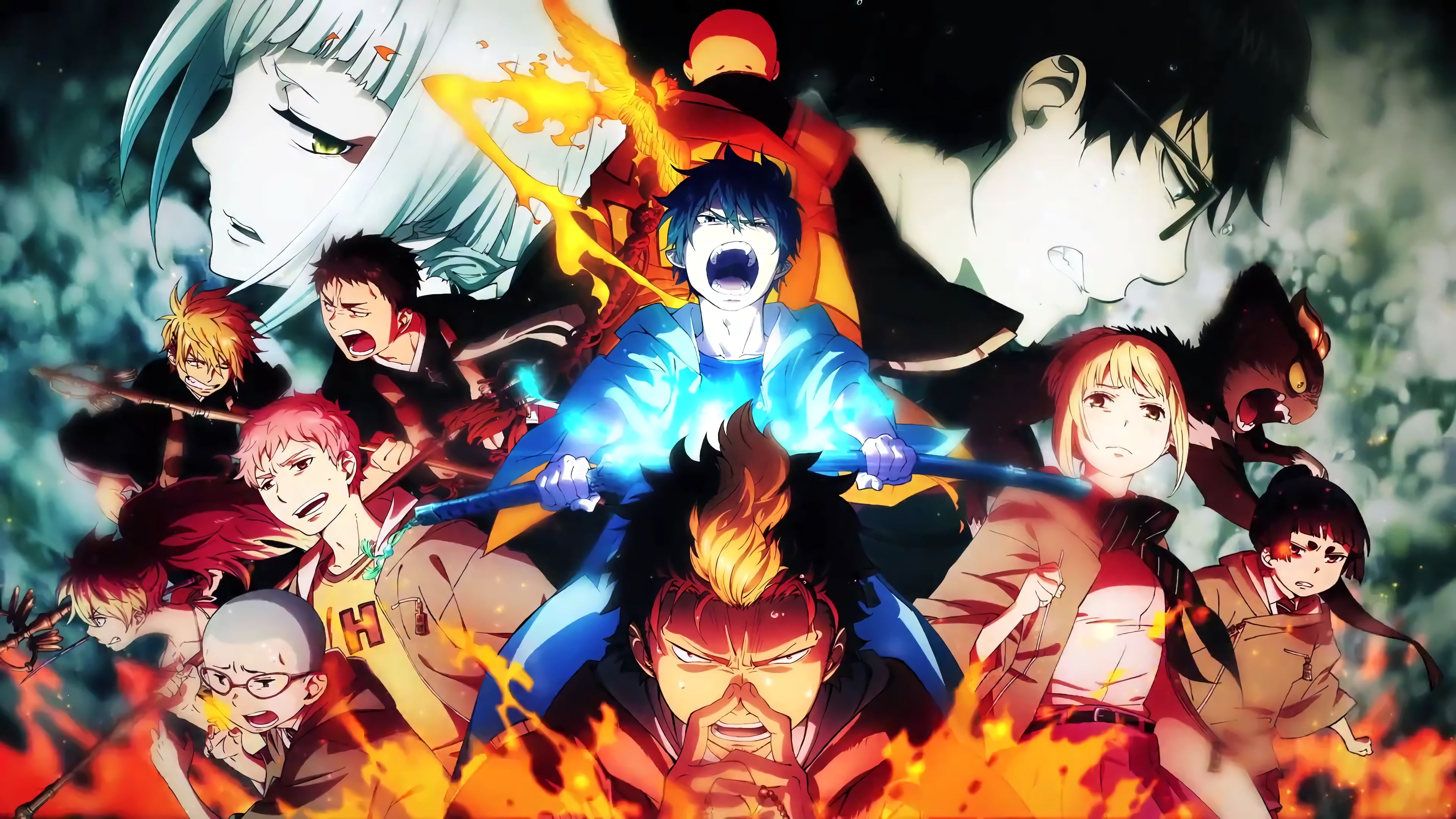 Karura (Ao No Exorcist), Ryuji Suguro, Yukio Okumura, Ao No Exorcist, Anime, Kinzo Shima, Mamushi Hojo, Rin Okumura, Blue Exorcist, Tatsuma Suguro, Juzo Shima, HD Wallpaper