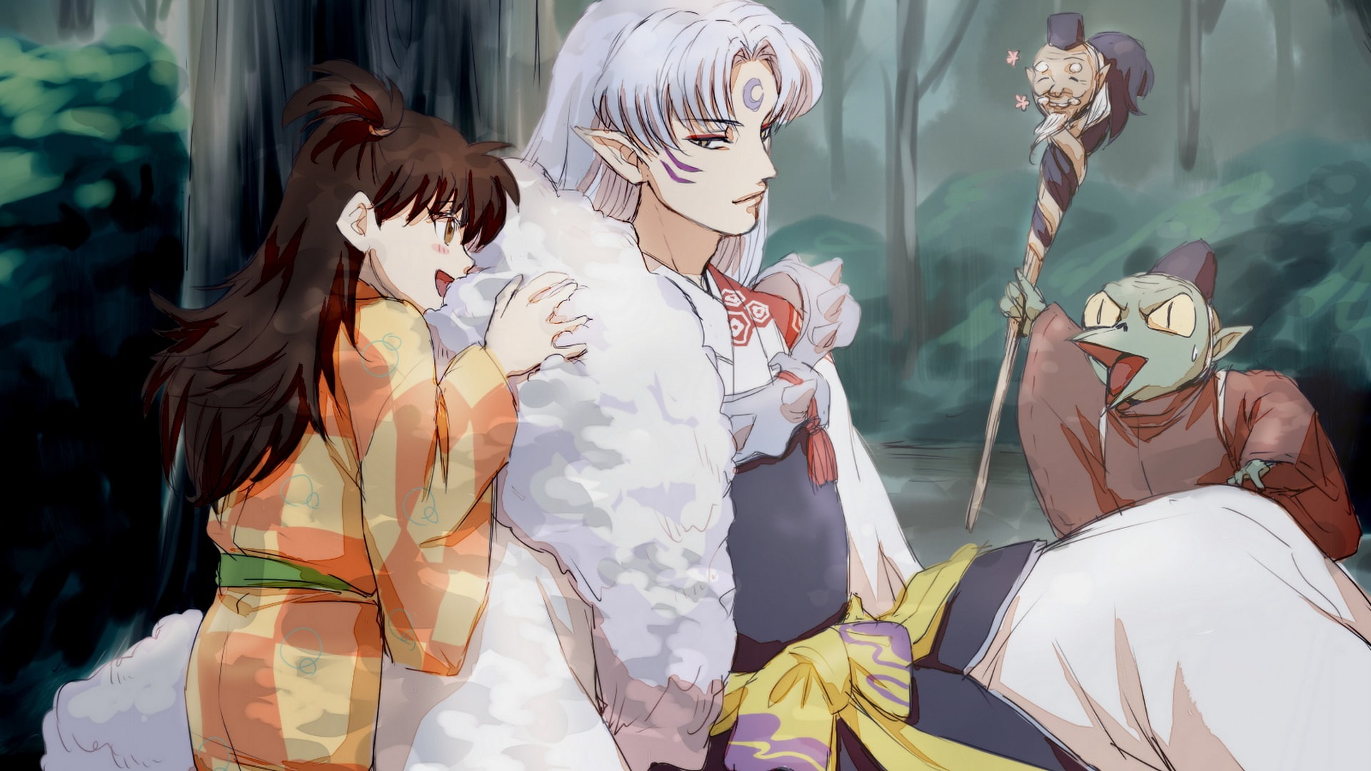 Anime, InuYasha, Rin (InuYasha), 1080P, Sesshōmaru (InuYasha), HD Wallpaper