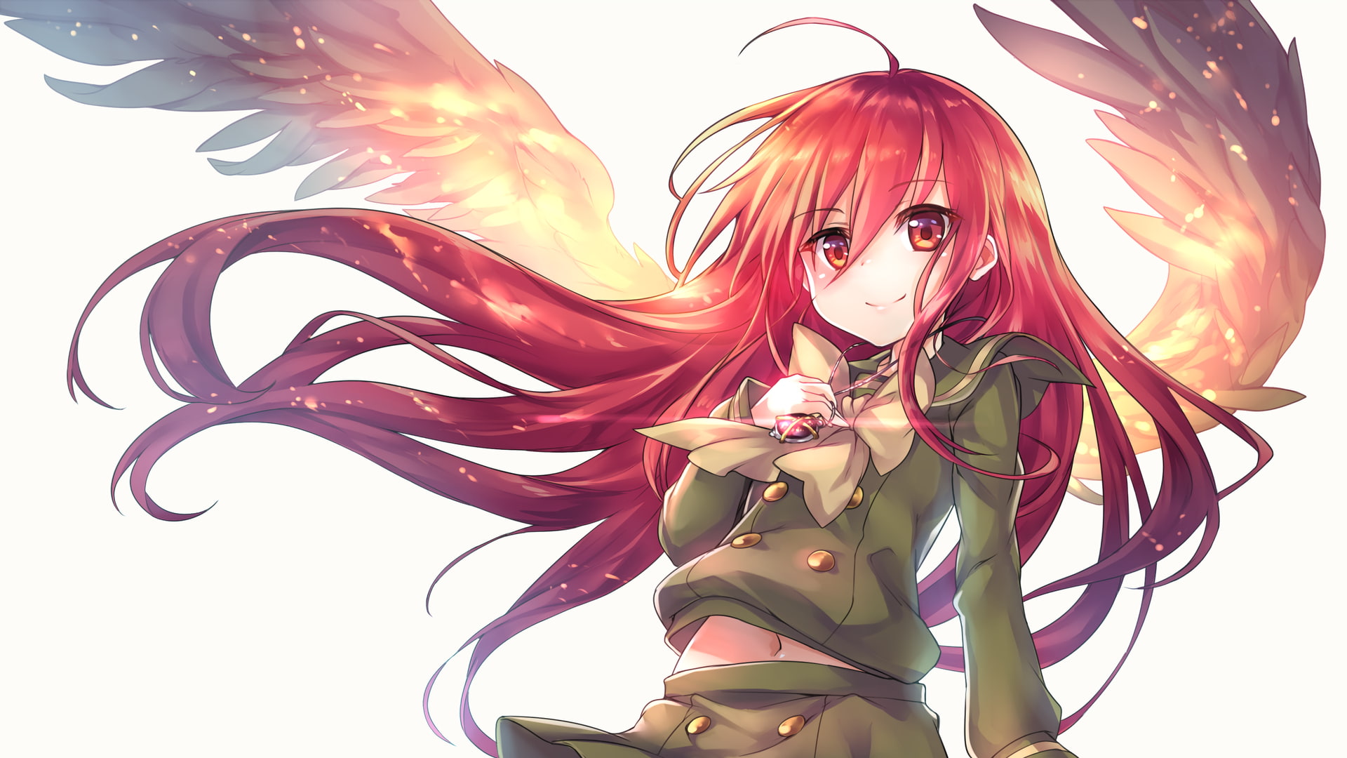 beautiful woman, anime girls, hair, hairstyle, young adult, studio shot, beauty, Shana, white background, one person, anime, fashion, 1080P, adult, women, HD Wallpaper