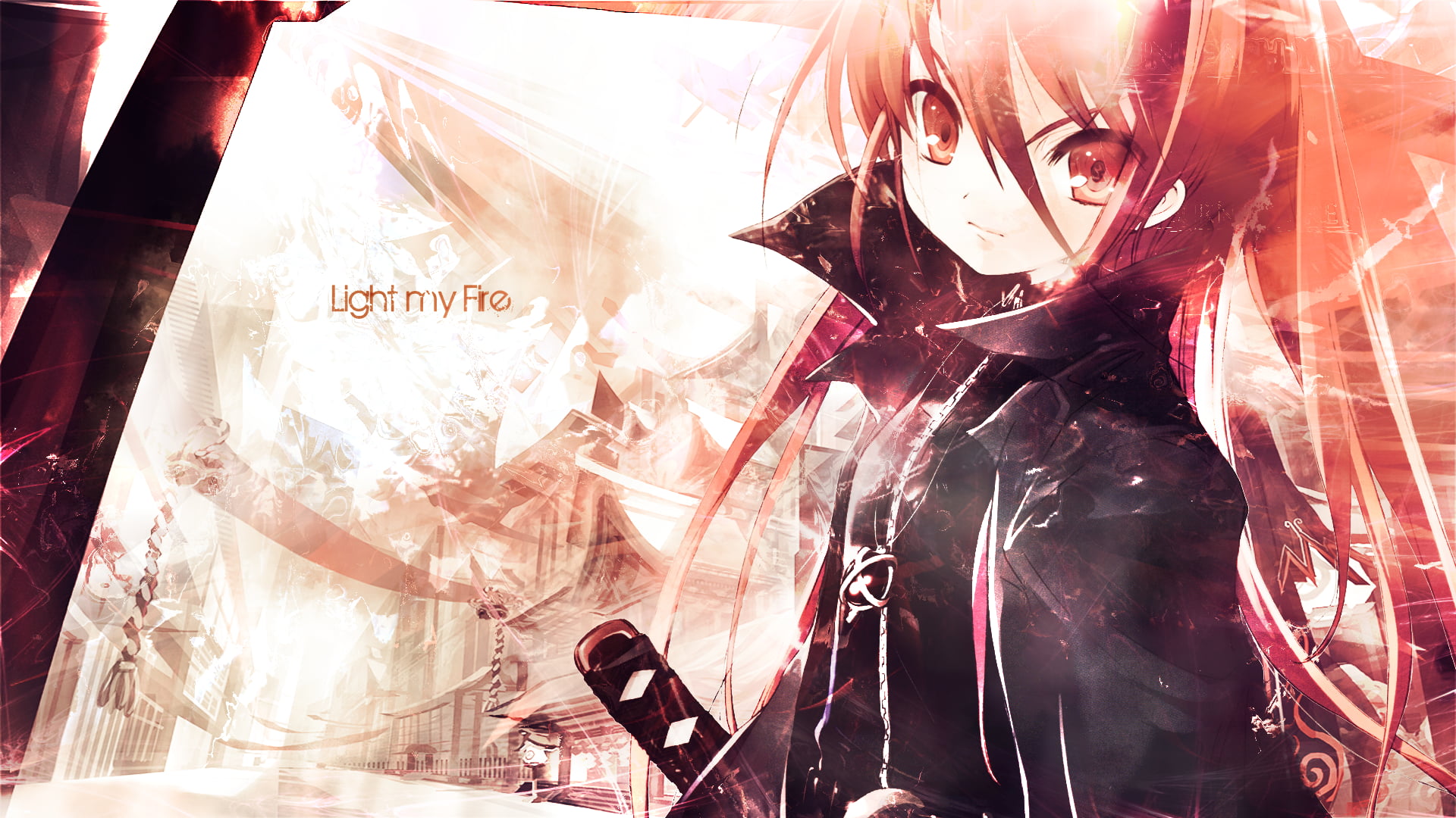 long hair, human representation, indoors, digital composite, redhead, window, close-up, Shana, real people, clothing, red eyes, Shakugan no Shana, multiple exposure, HD Wallpaper