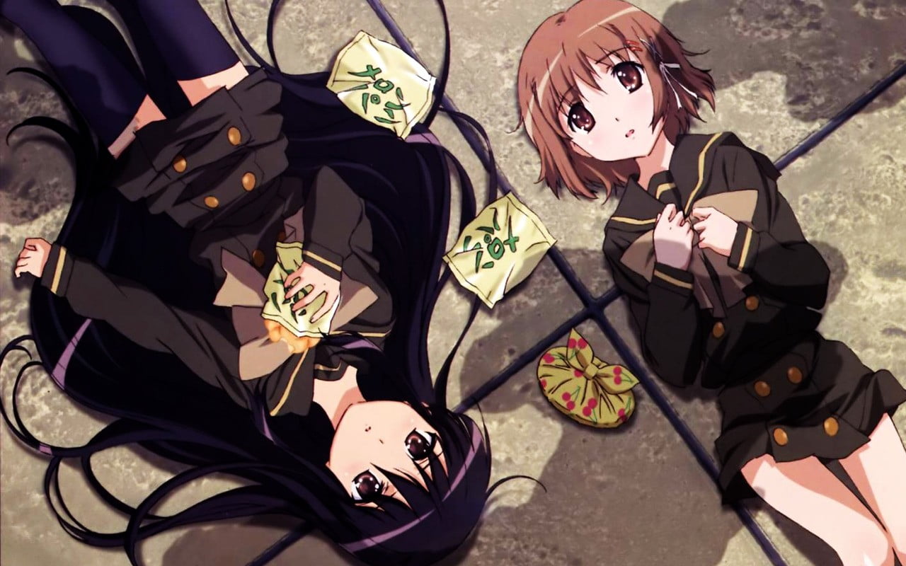 sunlight, anime girls, art and craft, high angle view, black color, animal representation, mask - disguise, Shakugan no Shana, mask, Shana, day, nature, HD Wallpaper