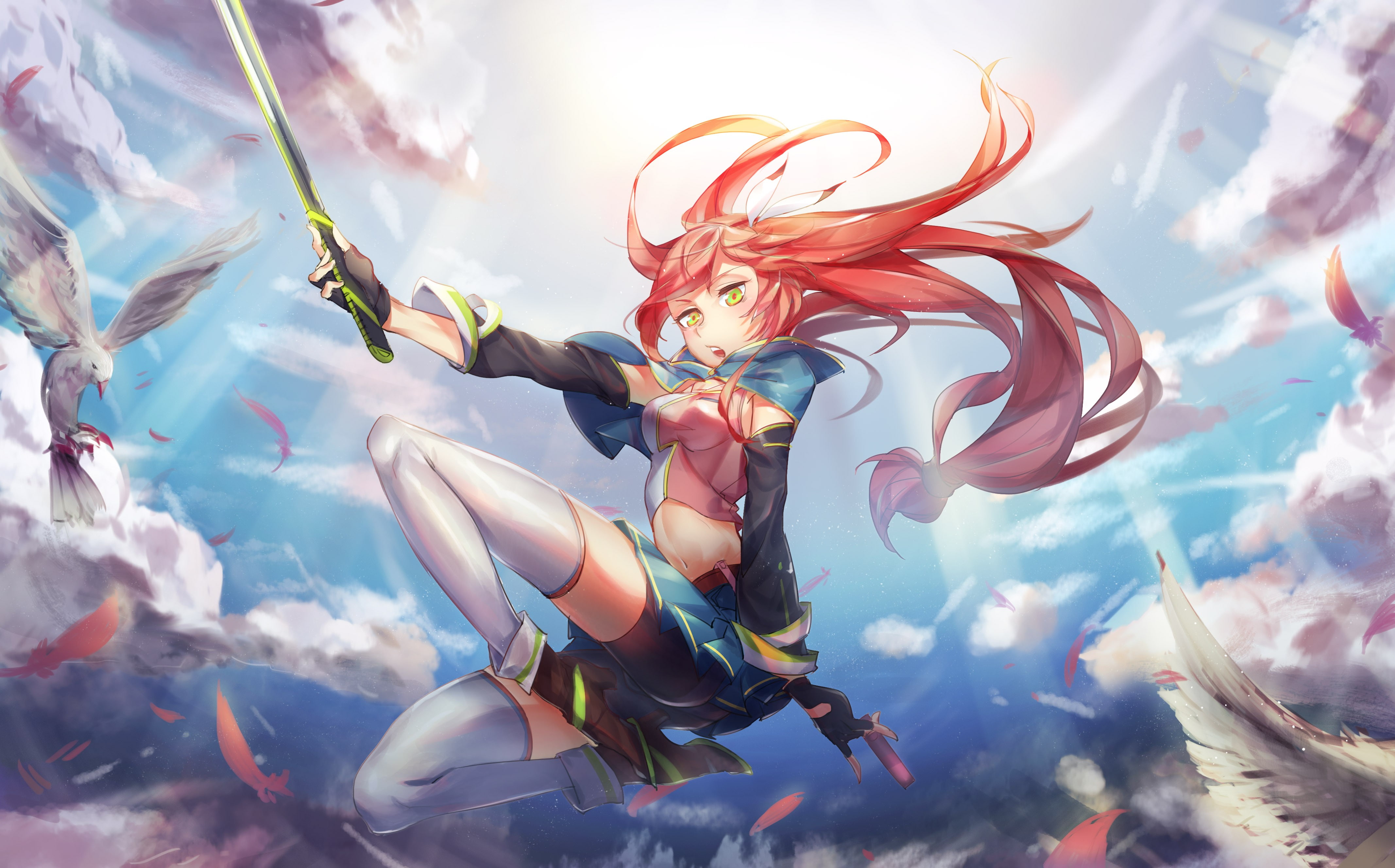 no people, cloud - sky, freshness, day, beauty in nature, outdoors, Shakugan no Shana, low angle view, representation, beauty, sunlight, artwork, sky, growth, HD Wallpaper