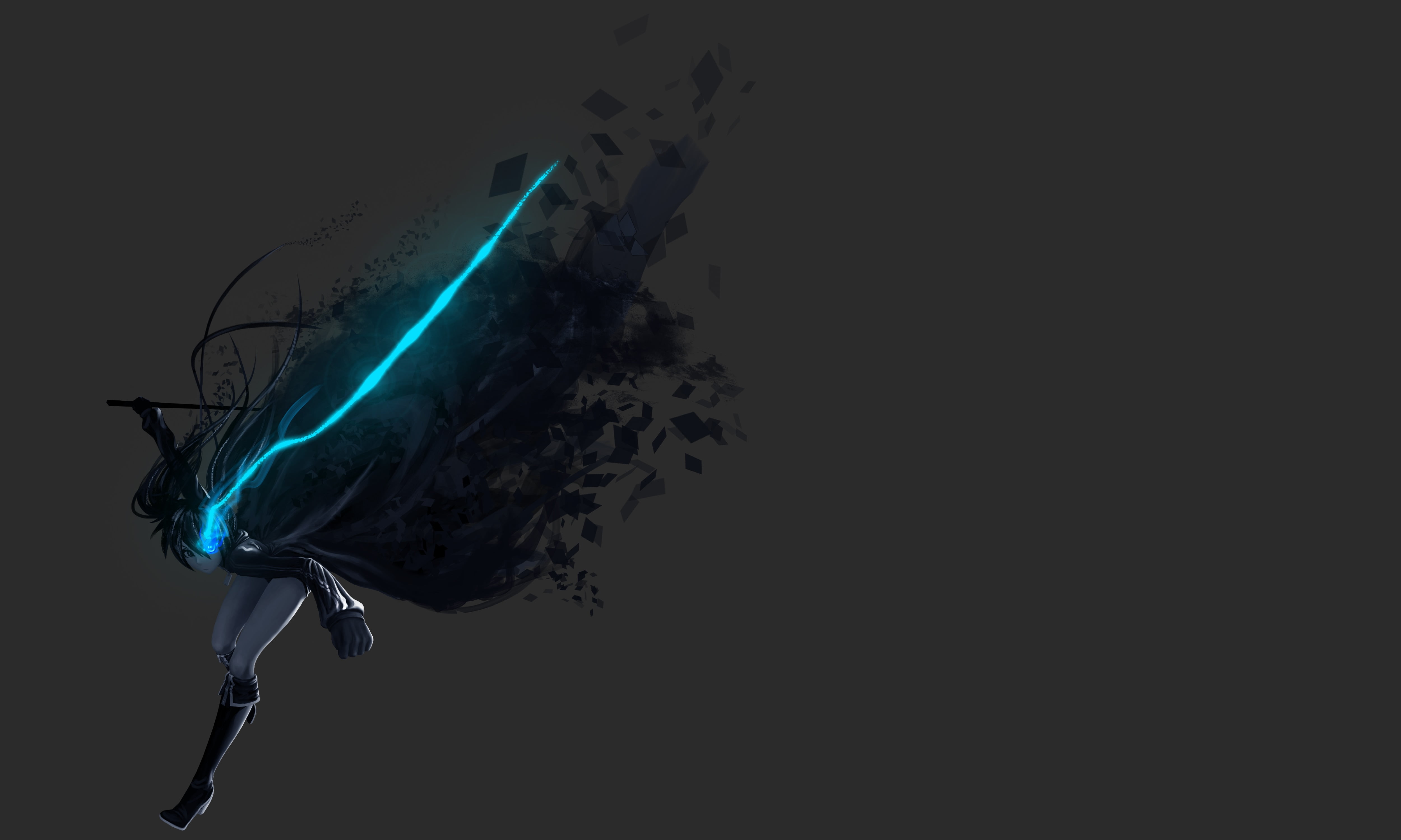 motion, black rock shooter, green color, hd, 4k, creativity, long exposure, light - natural phenomenon, still life, no people, water, anime girl, studio shot, HD Wallpaper