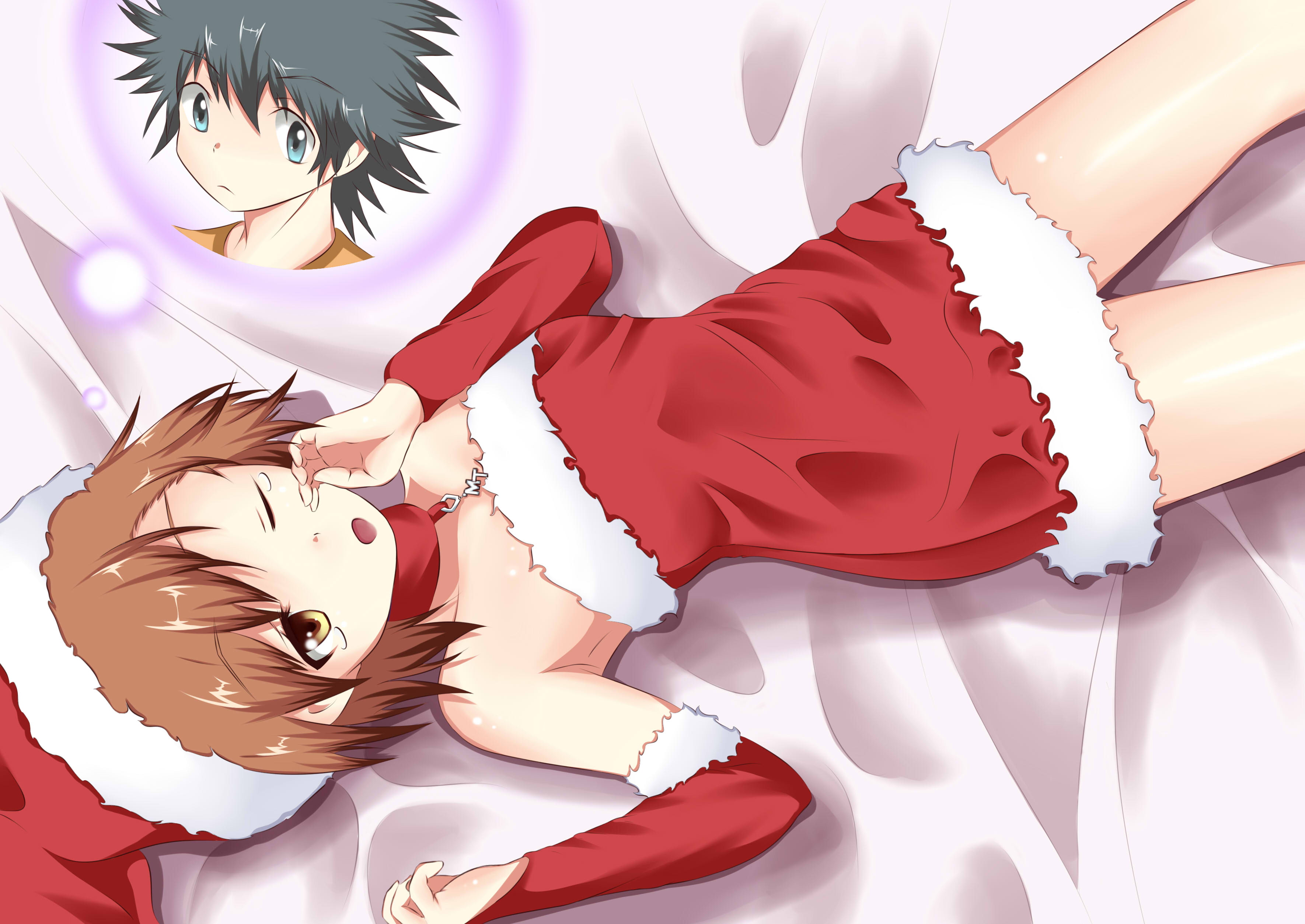 tagme, mikoto, majutsu, santa, misaka, eyes, brown, aru, costume, 2K, kagaku, index, tears, railgun, hat, hair, kamijou, touma, HD Wallpaper