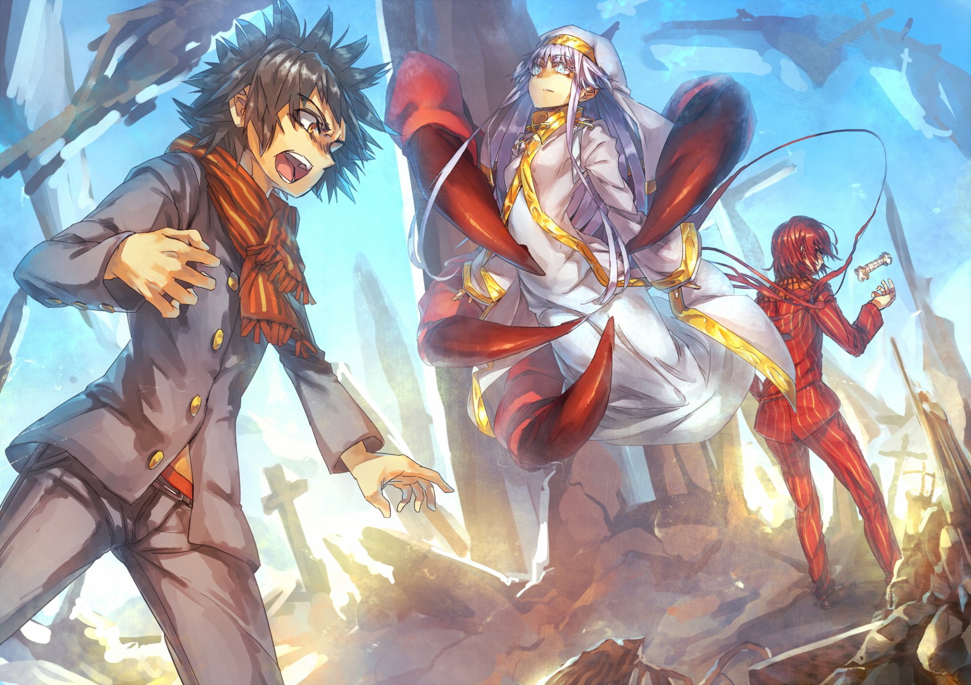 1080P, Toaru Majutsu no Index, Anime, Kamijou Touma, Fiamma of the Right, Index Librorum Prohibitorum, HD Wallpaper