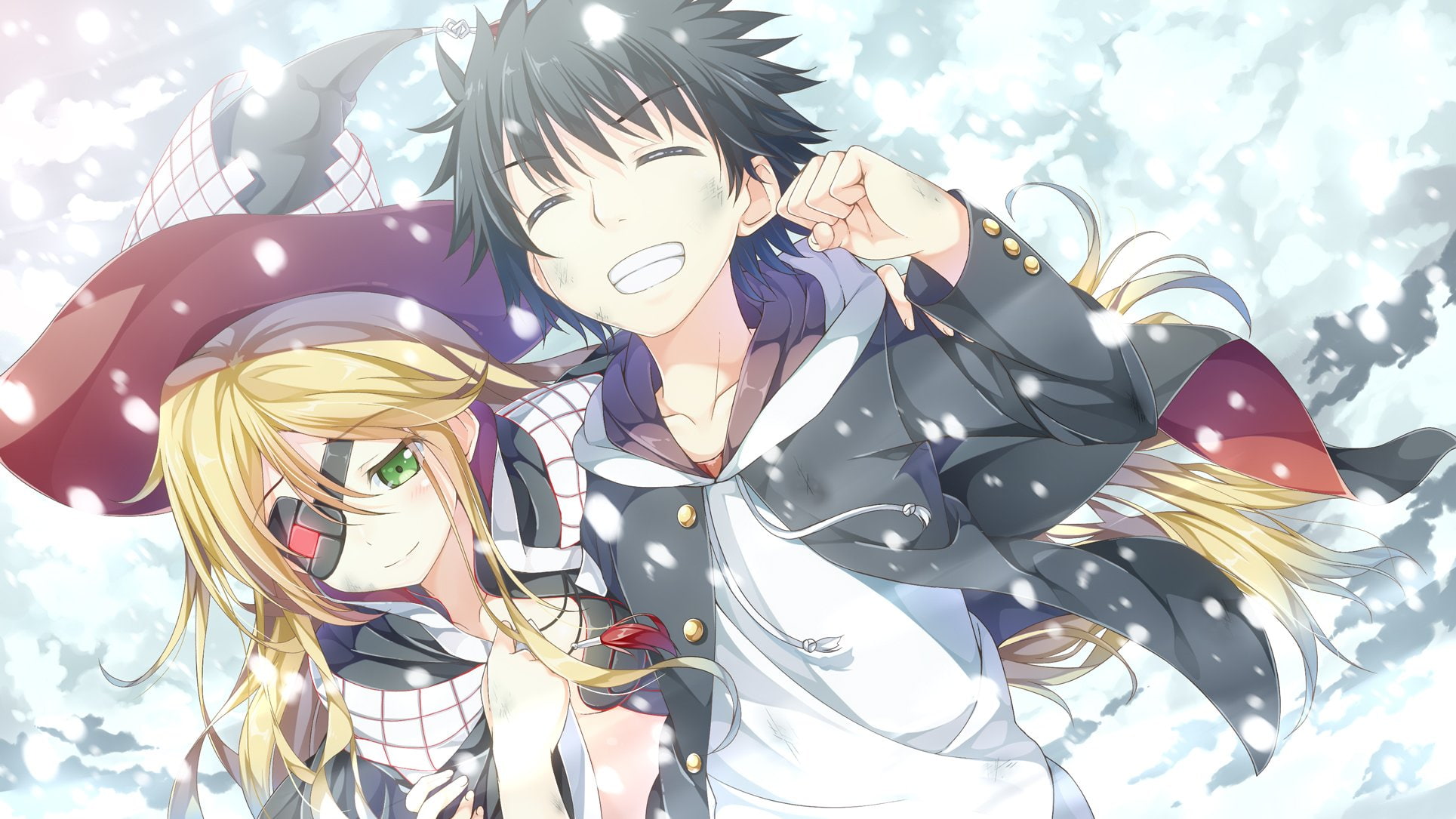 othinus, witch, aru, eyepatch, majutsu, touma, hat, index, kamijou, snow, 1080P, HD Wallpaper