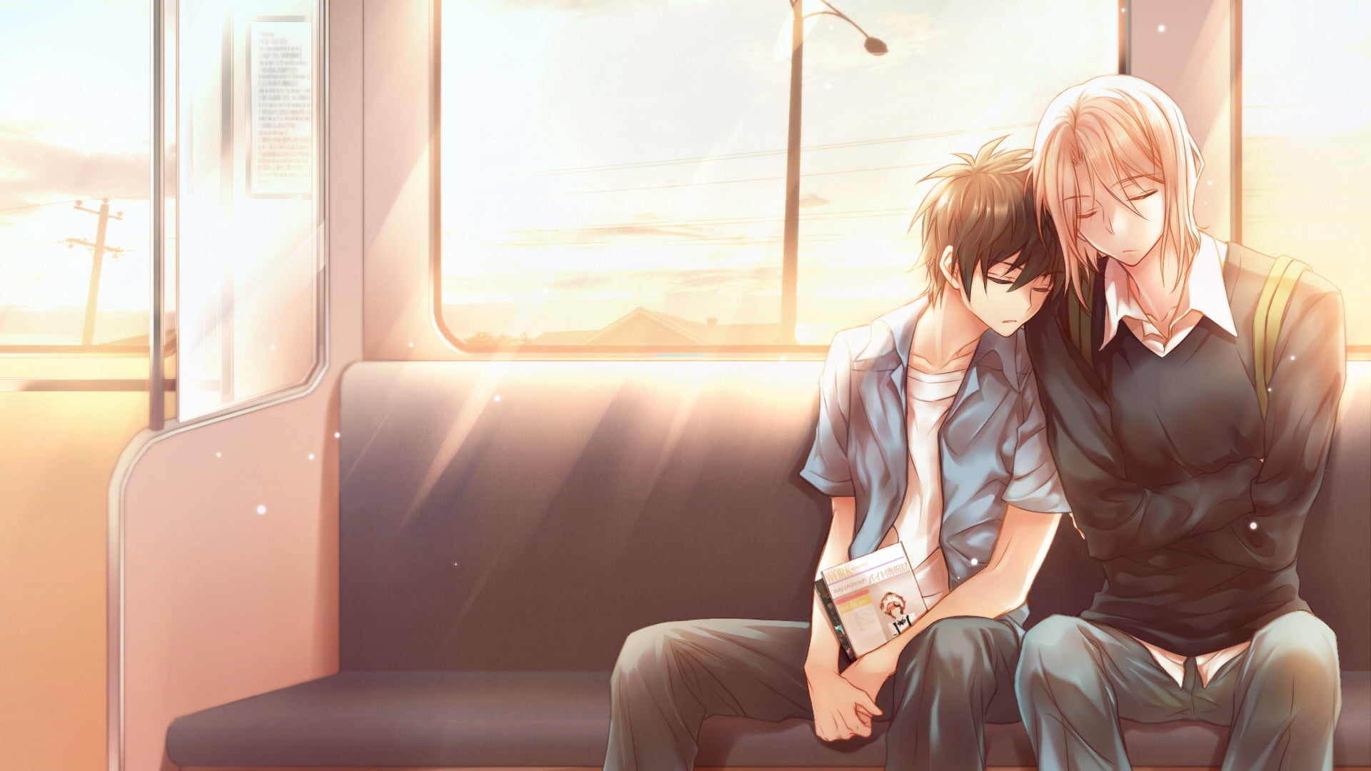 seat, transportation, businesswoman, couple - relationship, women, men, adult, outdoors, young Adult, young women, lifestyles, hataraku maou-sama, people, HD Wallpaper