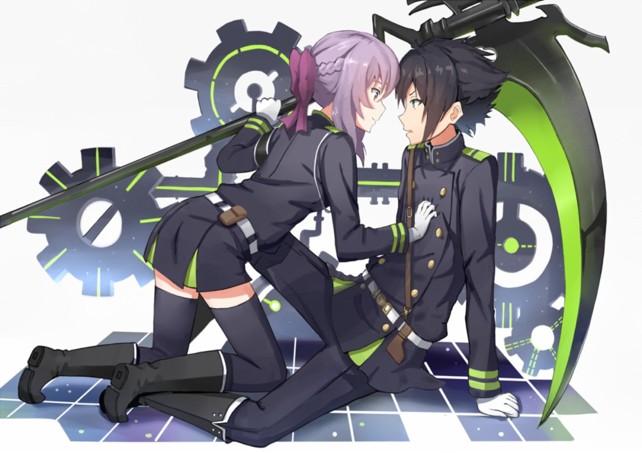 business person, uniform, men, anime, two, male, males, clothing, protection, characters, safety, business, Owari No Seraph, suit, businessman, Hiiragi Shinoa, HD Wallpaper