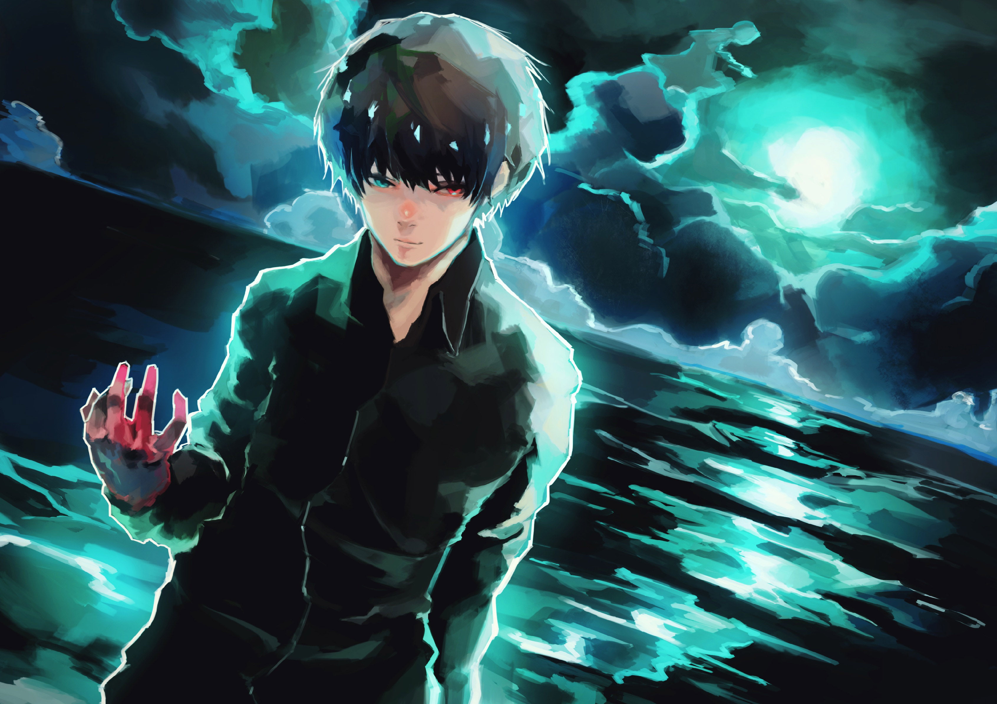 fanart, kyuba, 2K, from, pixiv, kaneki, melo, ken, kushure, tokyo, HD Wallpaper