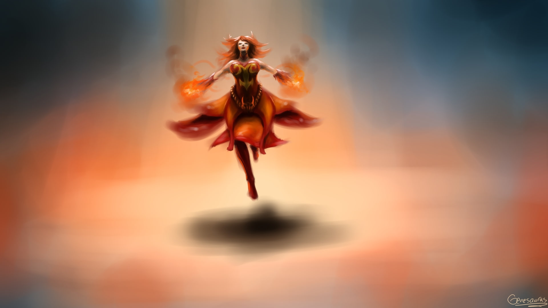 lina, dota, 1080P, inverse, art, HD Wallpaper