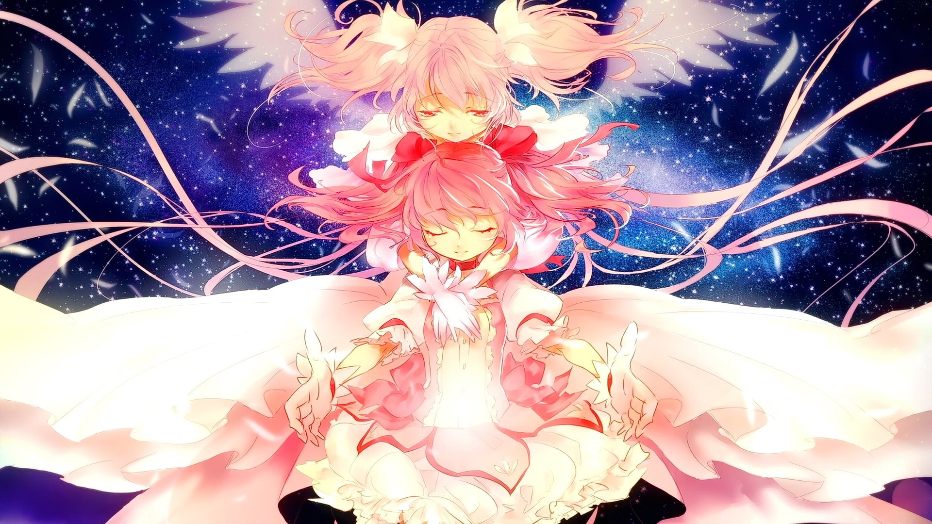 nature, multiple exposure, art and craft, front view, studio shot, no people, anime girls, Mahou Shoujo Madoka Magica, digital composite, multi colored, HD Wallpaper