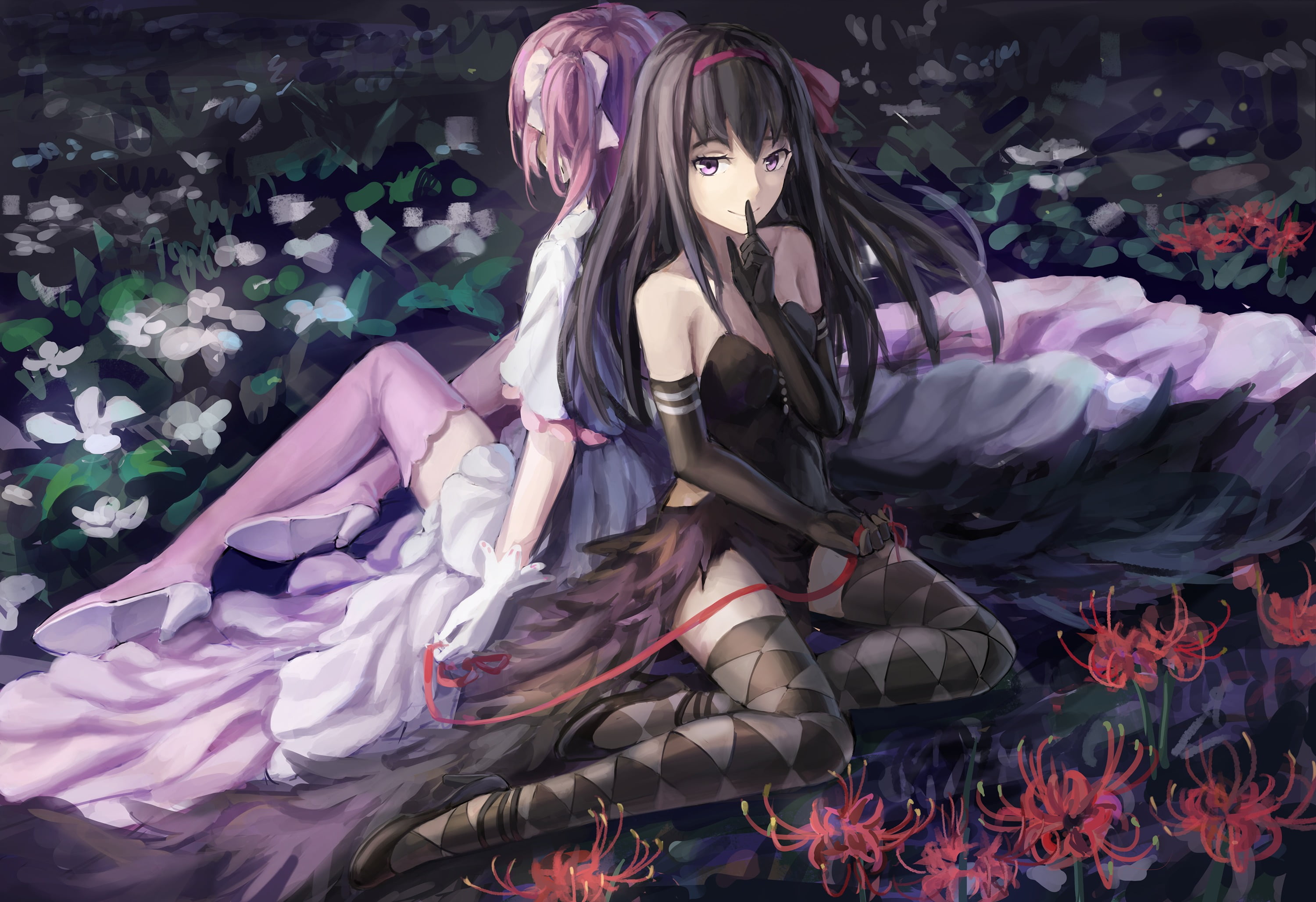 real people, day, plant, hairstyle, women, young adult, Mahou Shoujo Madoka Magica, full length, indoors, anime girls, beauty, dress, young women, one person, HD Wallpaper