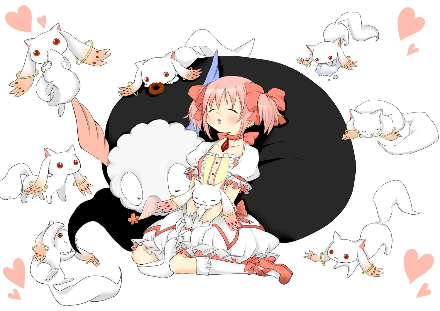 720P, Kaname Madoka, Mahou Shoujo Madoka Magica, anime girls, anime, Kyuubey, HD Wallpaper