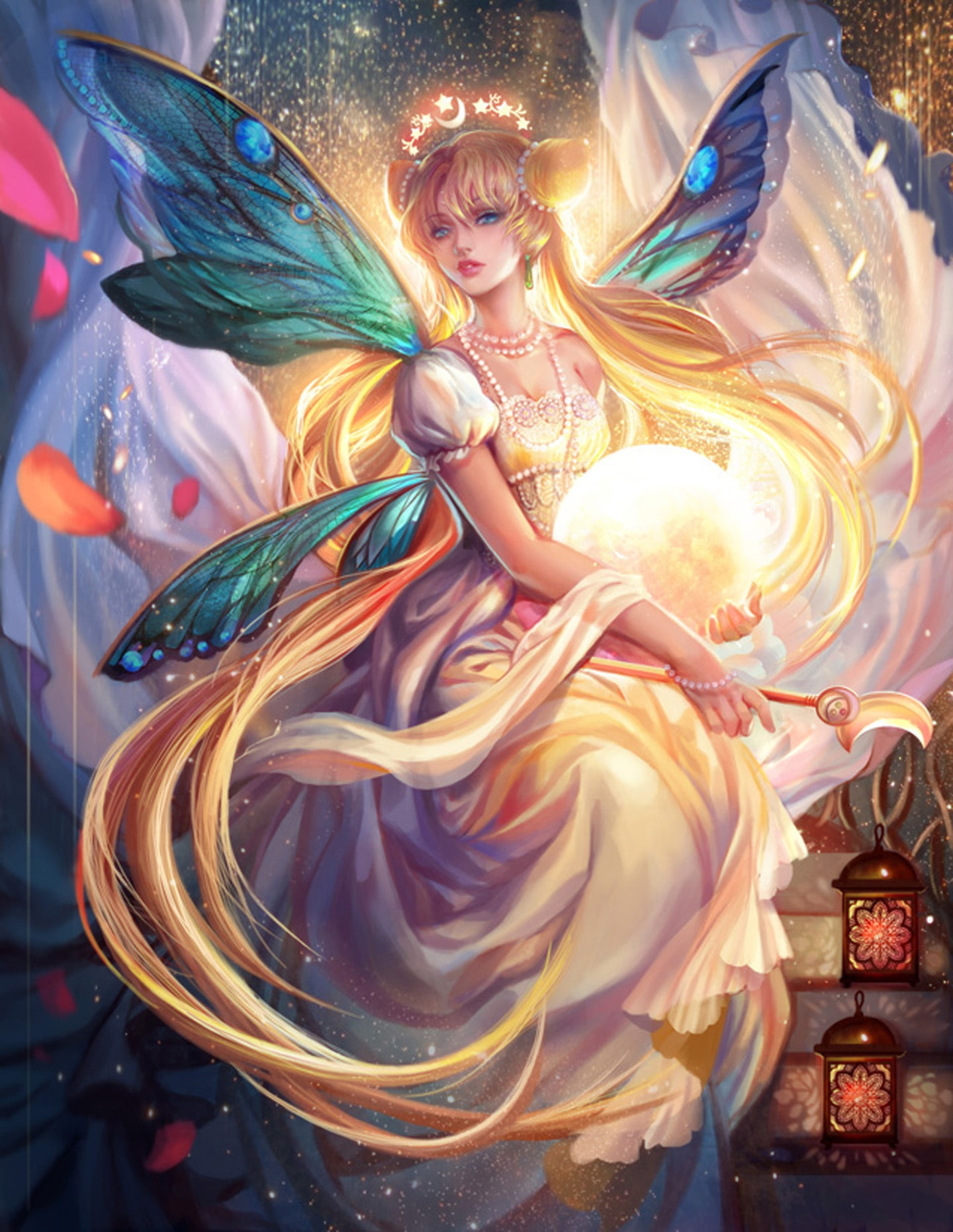 hair, usagi, sailor, wings, 720P, beauty, magic, blue, serenity, princess, girl, tsukino, long, moon, eyes, blond, Phone HD Wallpaper
