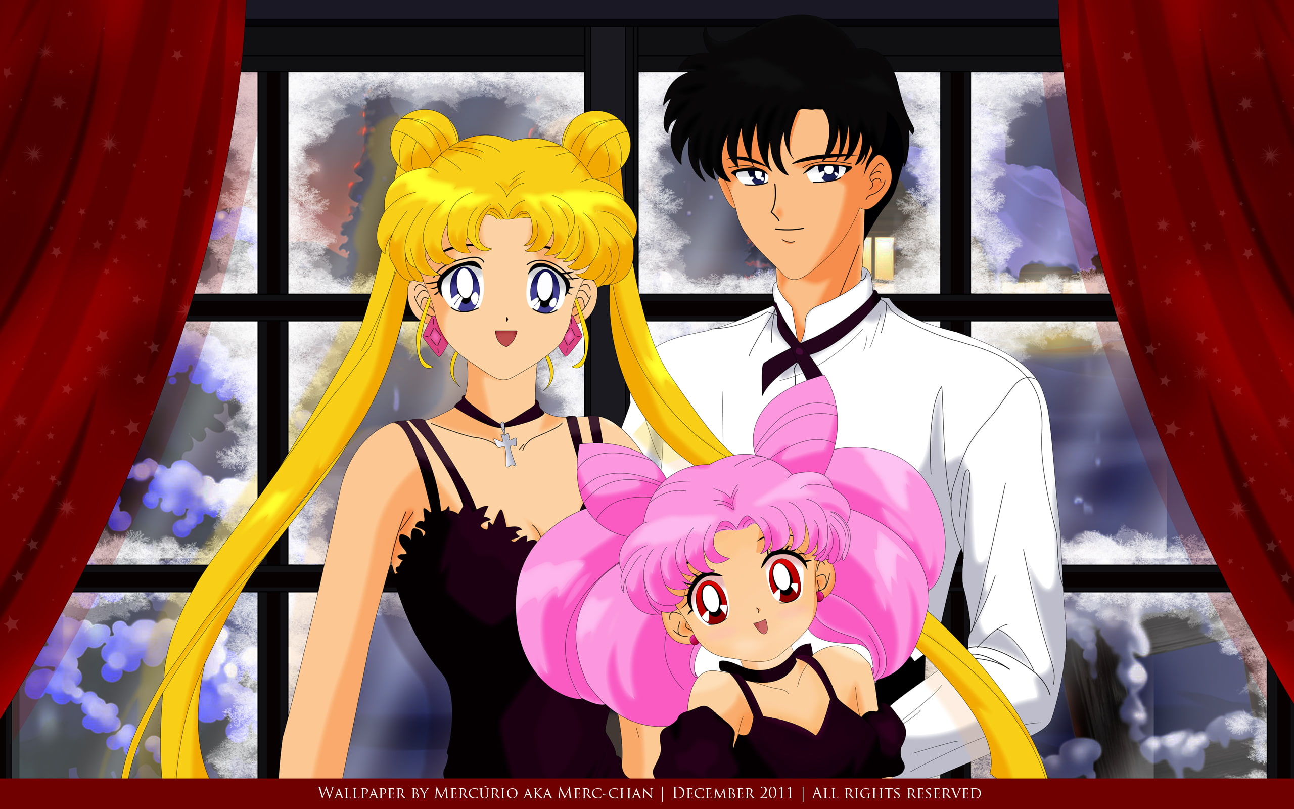 Mamoru Chiba, Usagi Tsukino, Chibi Usa, Sailor Moon, 2K, HD Wallpaper