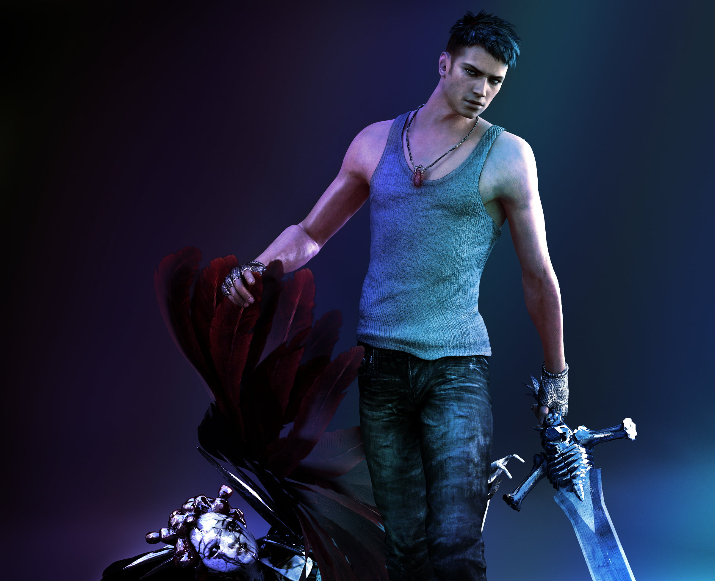 adult, portrait, casual Clothing, sport, caucasian Ethnicity, action, black background, sword, indoors, jeans, Mike, young men, 1080P, one Person, HD Wallpaper