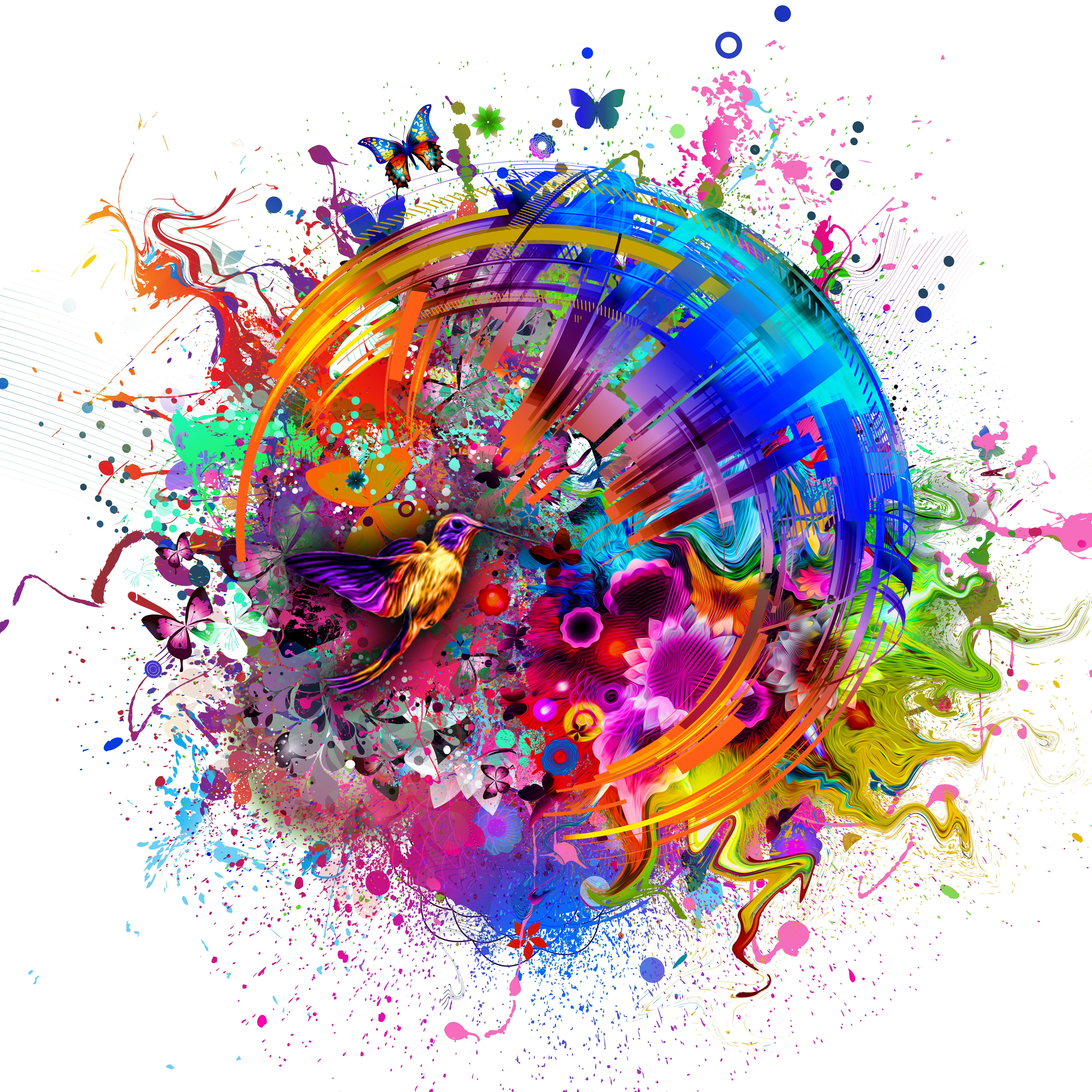 hd, art and craft, paint, blob, chaos, studio shot, abstract, craft, no people, close-up, multi colored, splattered, purple, birds, indoors, creativity, Phone HD Wallpaper