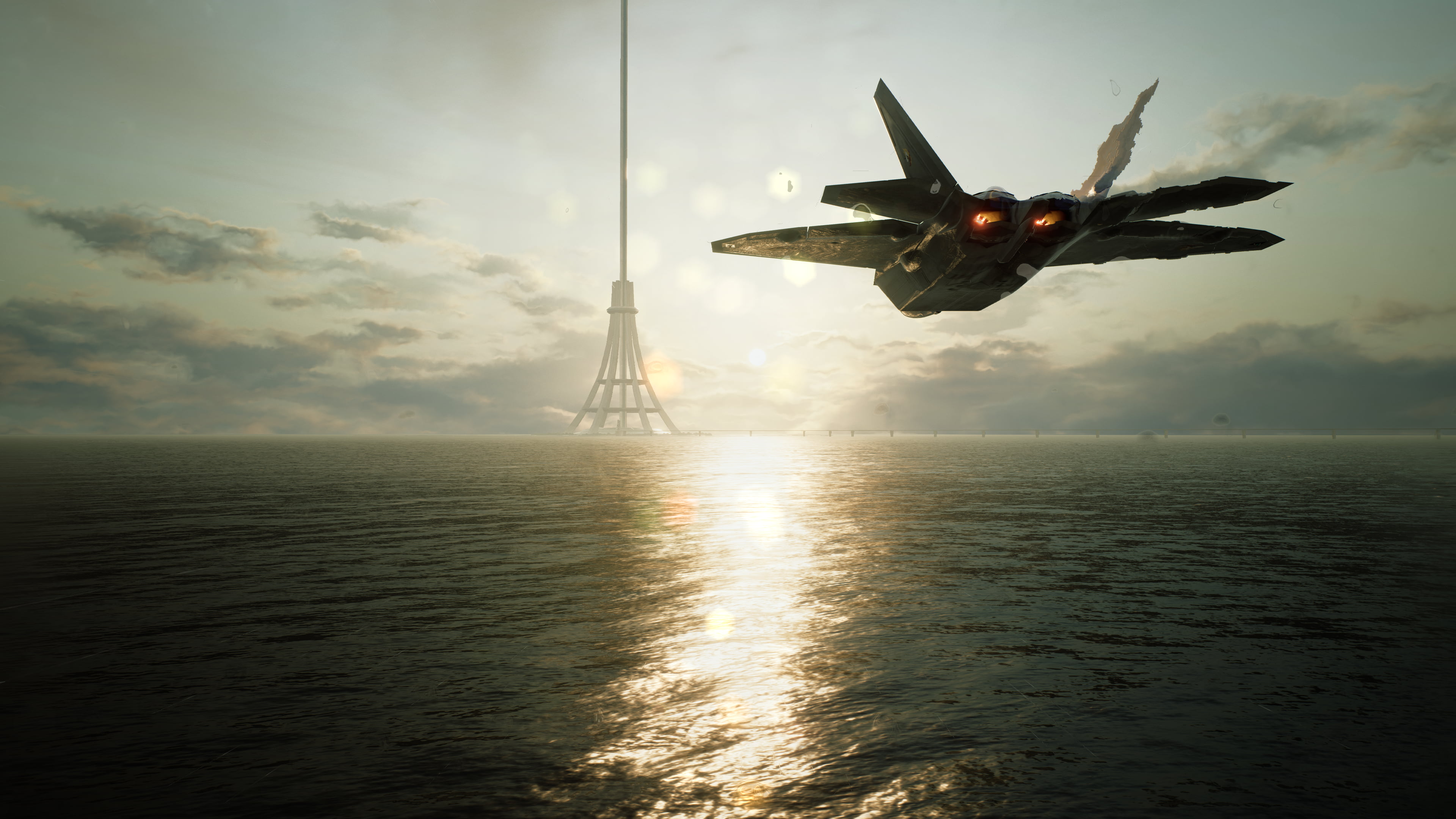 military aircraft, 4K, F-22 Raptor, Ace Combat 7, HD Wallpaper