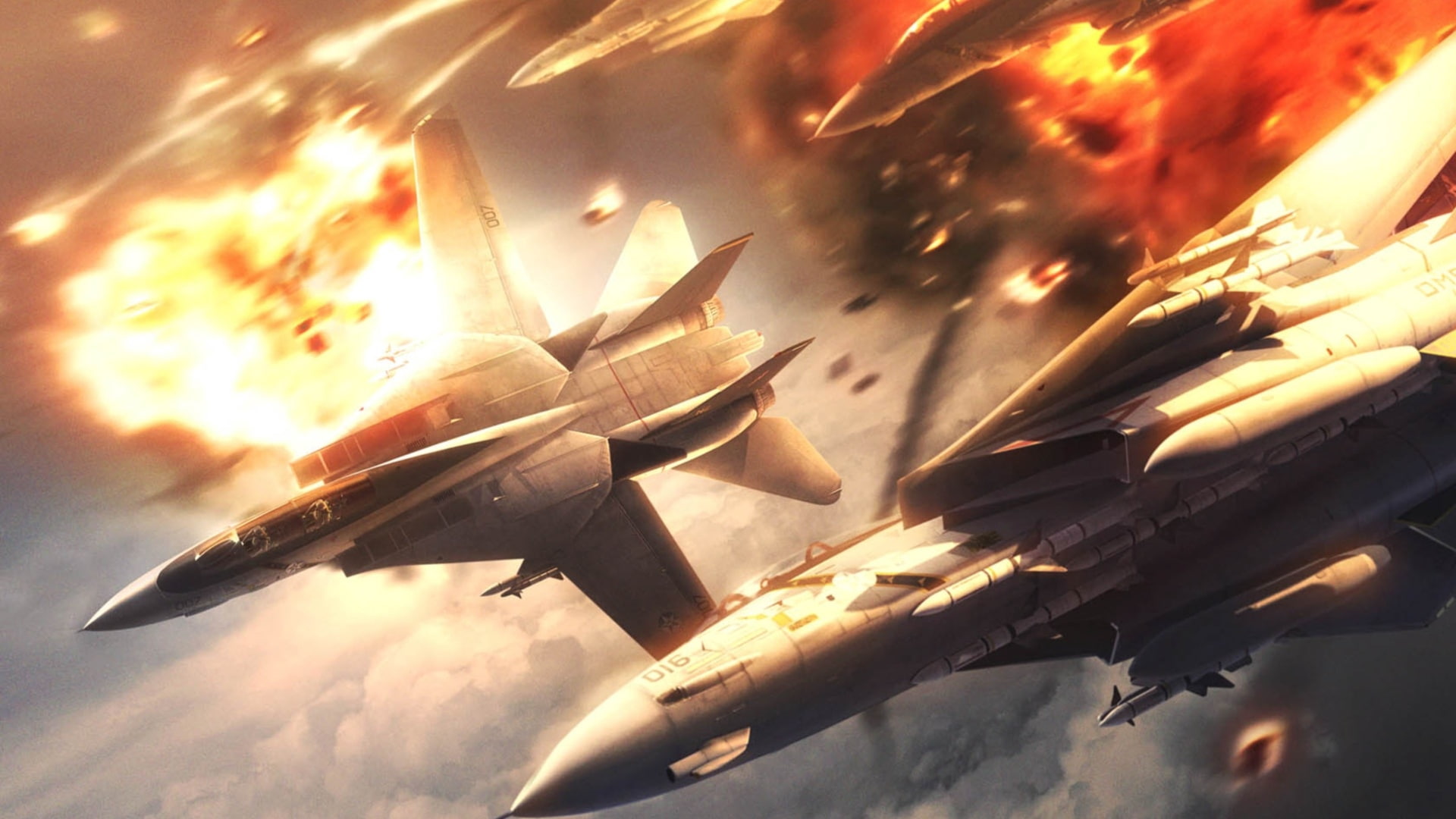 ace combat, 1080P, fight, fighters, explosions, maneuver, HD Wallpaper