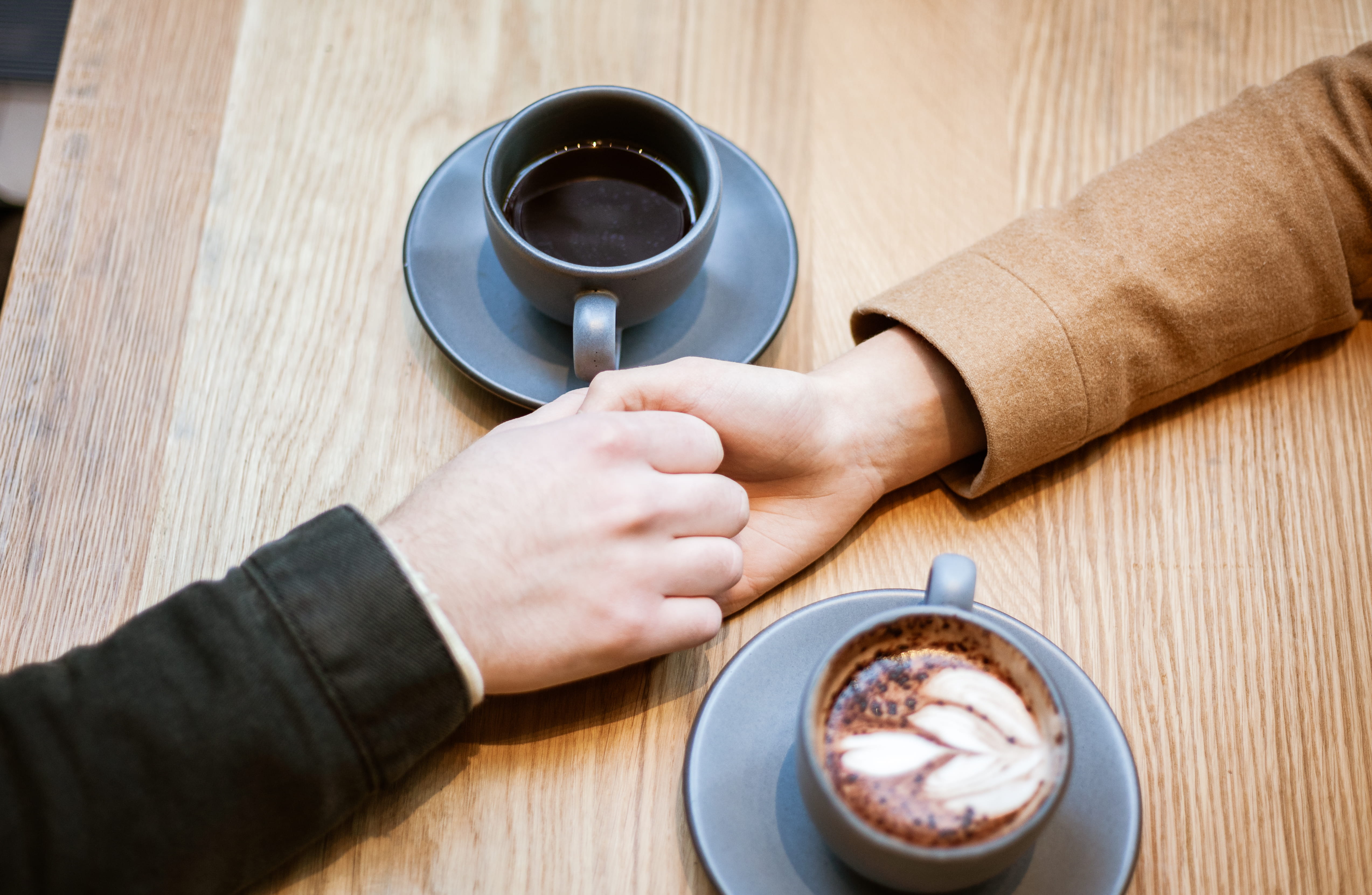 espresso, one person, food and drink, coffee shop, beverage, saucer, drink, holding, two, person, coffee, hot drink, latte, dessert, hands, cups, mug, hot chocolate, HD Wallpaper