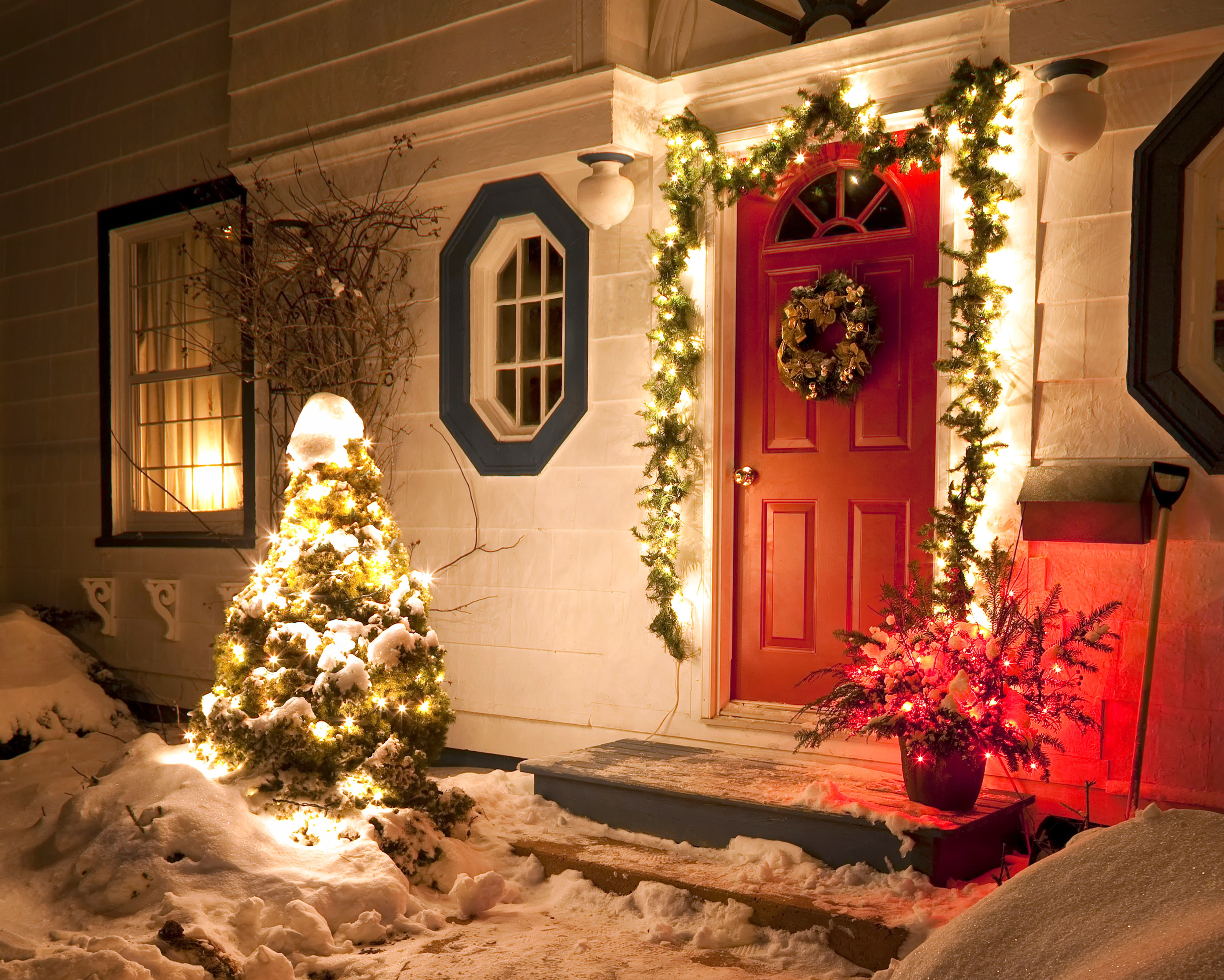 winter, shovels, lights, 5K, Christmas, snow, HD Wallpaper