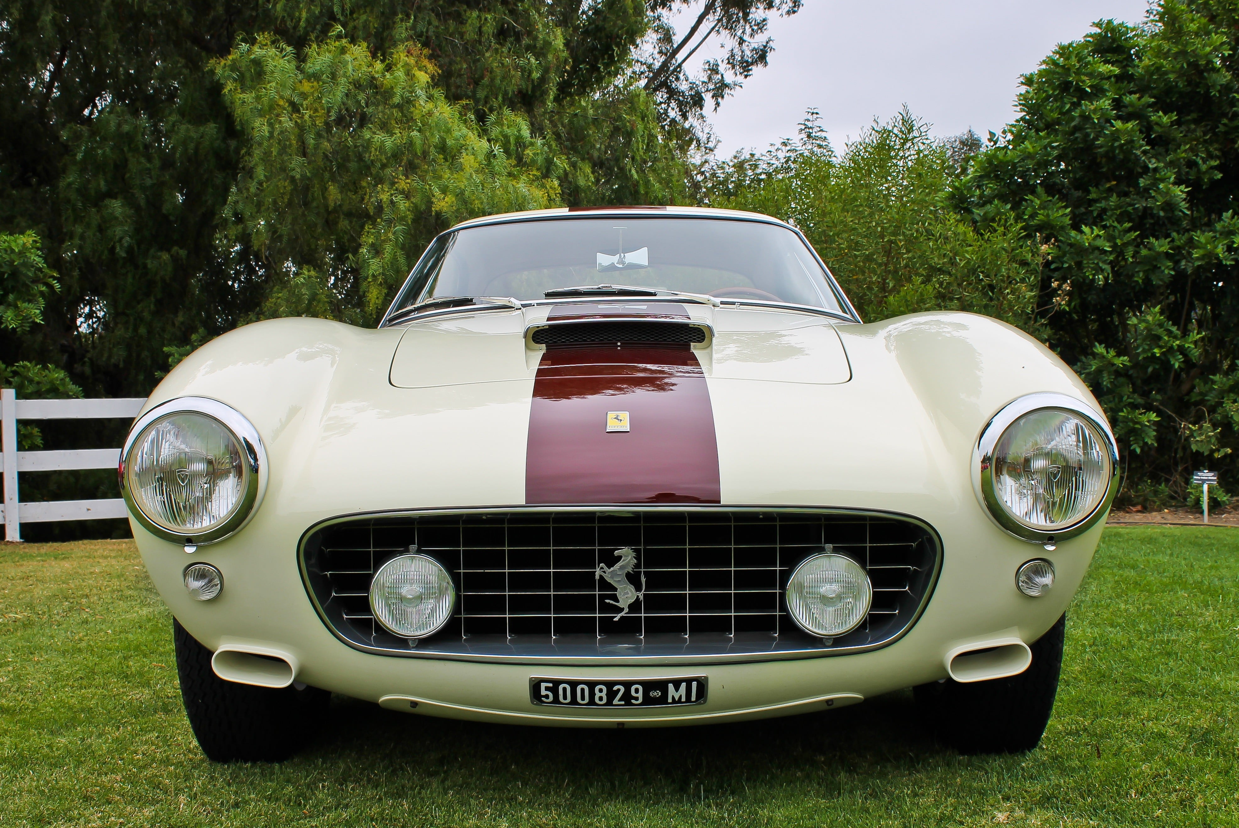 beige, no people, retro styled, nature, day, red, luxury, tree, 250 GT Berlinetta SWB , sky, old car, grass, motor vehicle, Classic Ferrari, classic car, HD Wallpaper