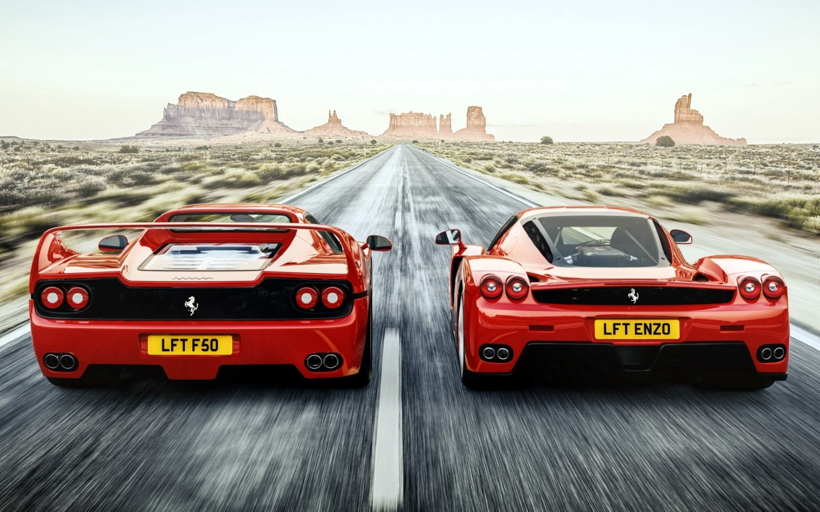 road trip, city, 720P, land Vehicle, on the move, the way forward, f50, car, looking At View, day, two, sports Race, rear view, speed, sky, sport, outdoors, HD Wallpaper
