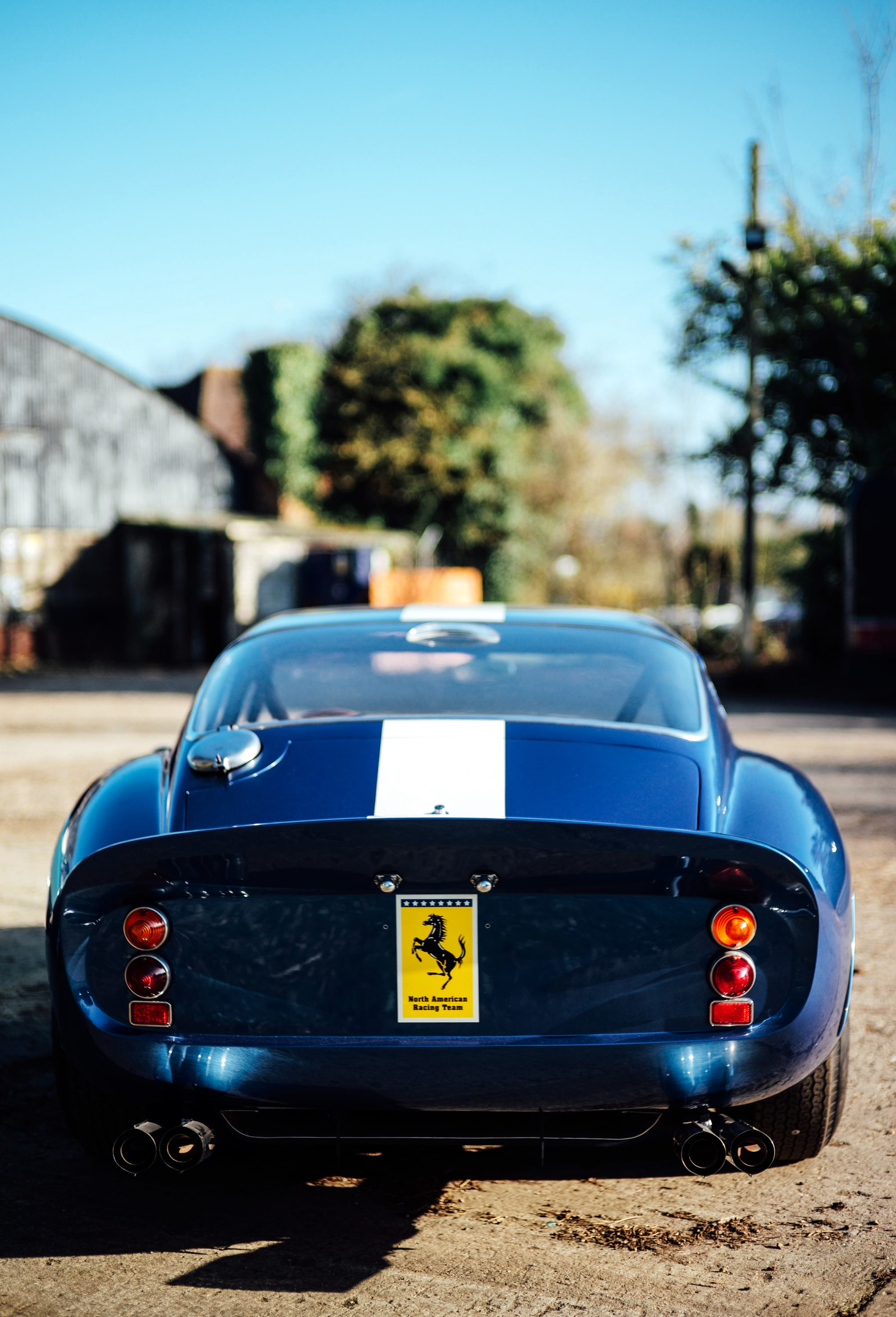 no people, building exterior, blue, city, road, ferrari, gto, 250, architecture, mode of transportation, outdoors, 1962, motor vehicle, clear sky, car, Phone HD Wallpaper