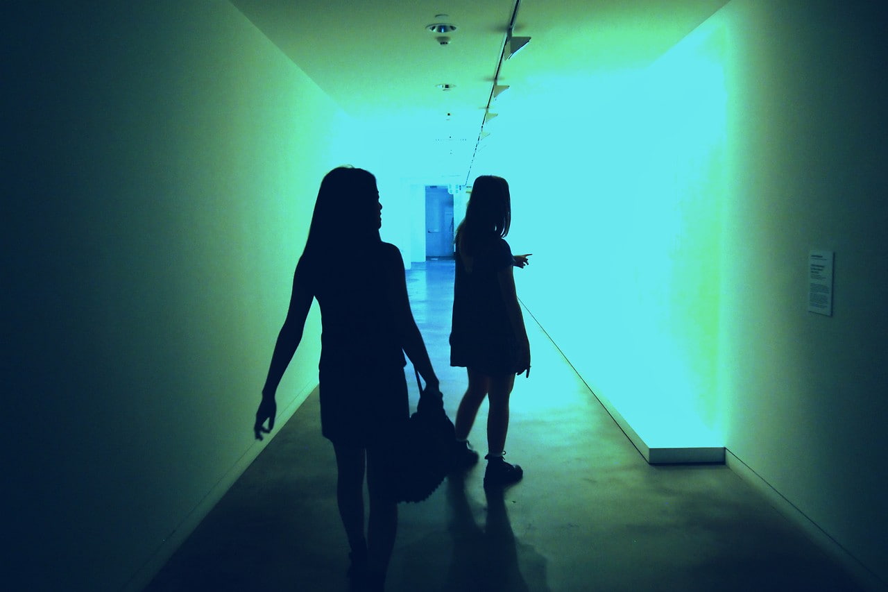 shadow, long hair, dark, silhouette, women, 720P, blue, HD Wallpaper