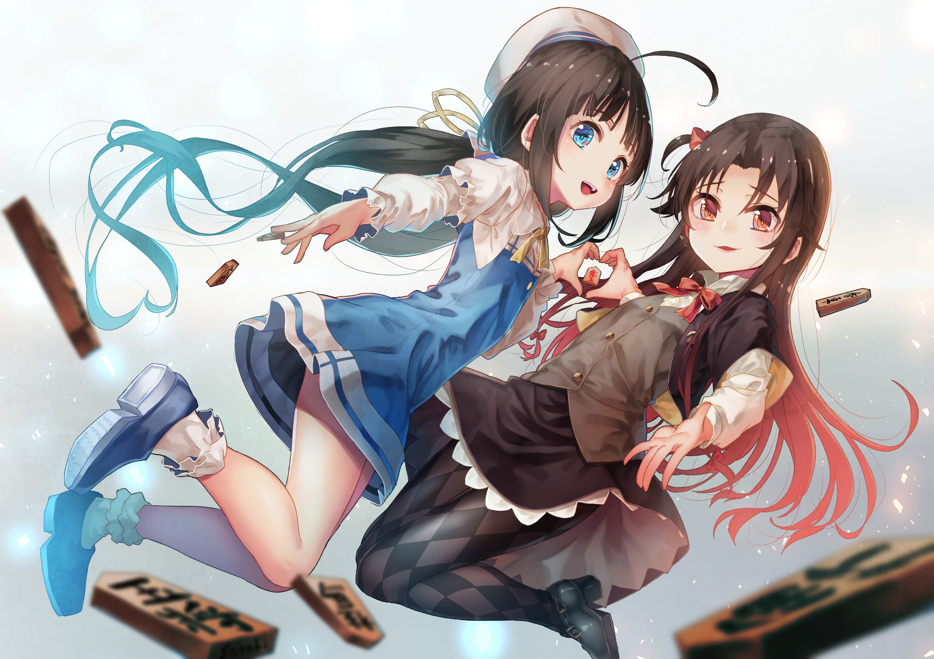 Yashajin Ai, two people, Ryuuou no Oshigoto!, females, togetherness, fashion, indoors, looking at camera, adult, real people, young adult, full length, HD Wallpaper