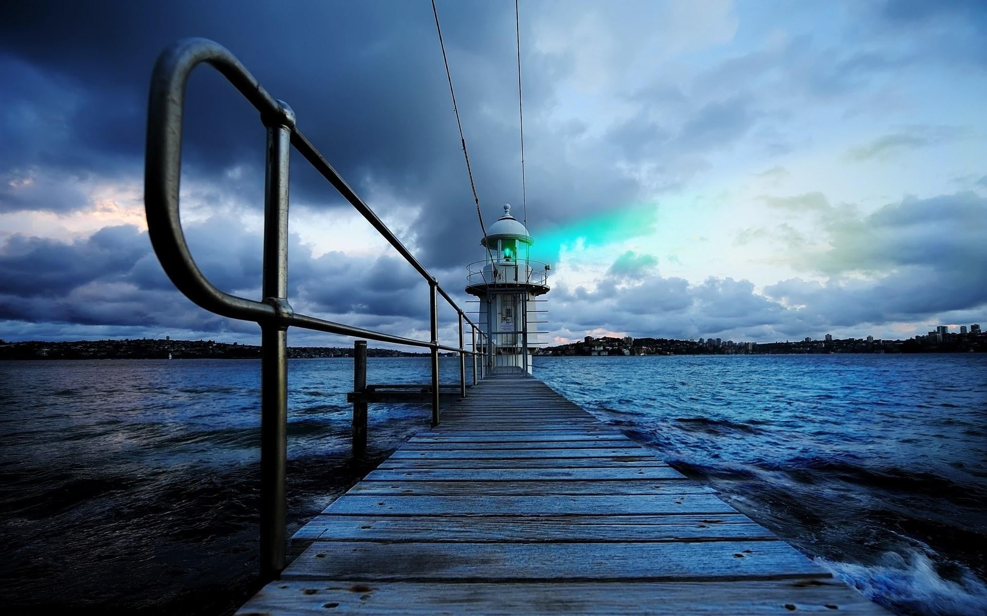 lighthouse, direction, beauty in nature, outdoors, scenics - nature, 1080P, tranquil scene, water, nature, clouds, cloud - sky, Australia, white, built structure, HD Wallpaper