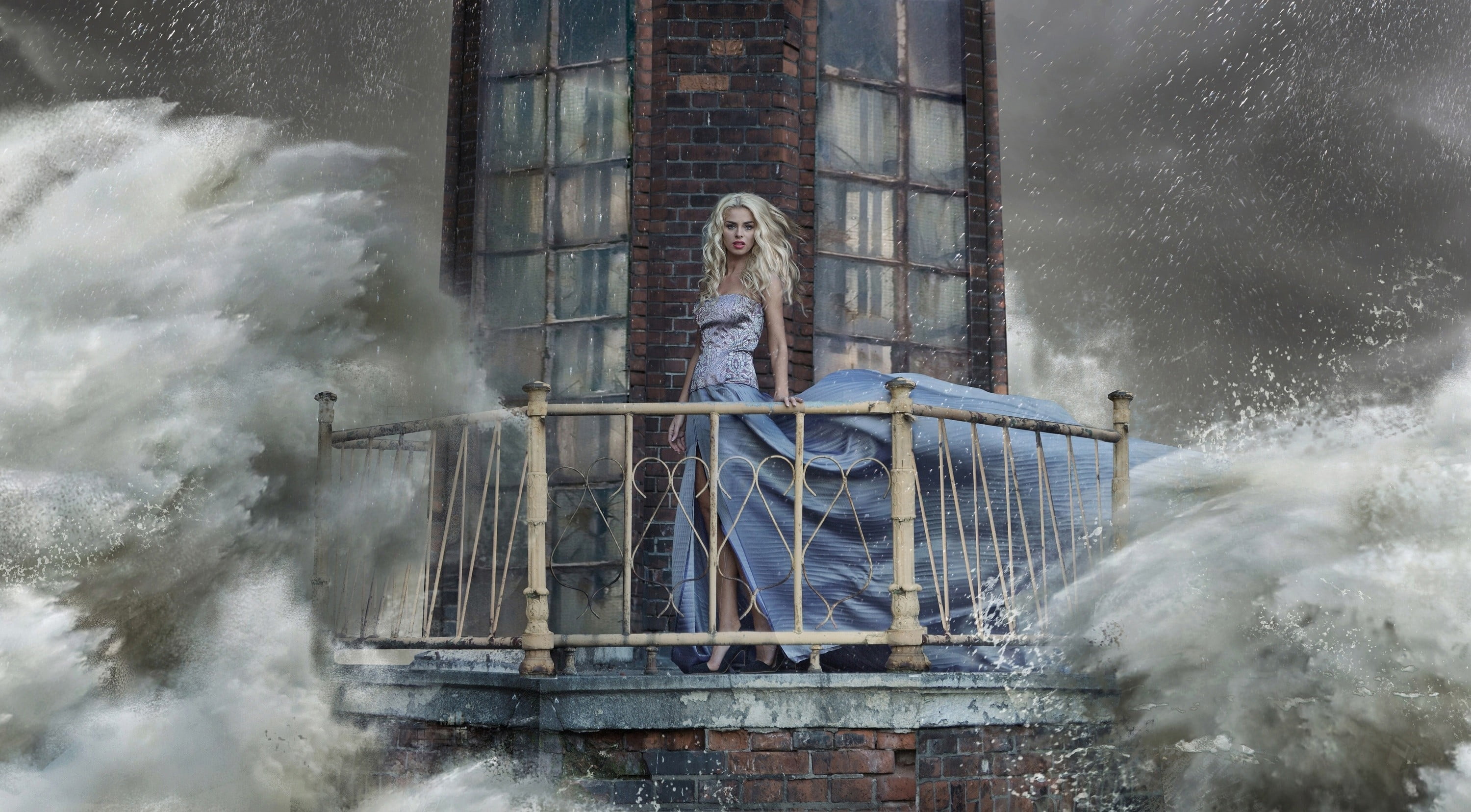 female likeness, sculpture, human representation, religion, open mouth, architecture, lighthouse, craft, long hair, statue, motion, model, high heels, blonde, HD Wallpaper
