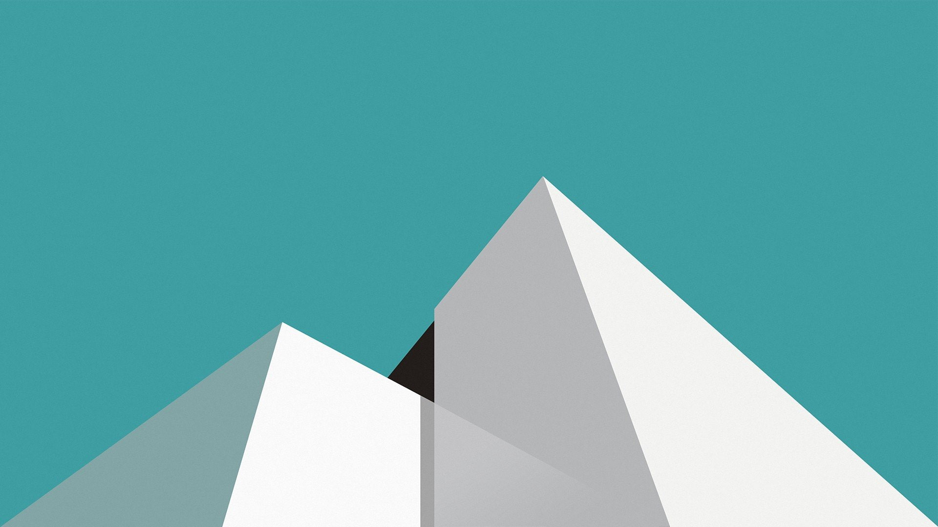 copy space, triangle shape, simplicity, pattern, angle, minimalism white blue pyramid, 1080P, built structure, building exterior, sky, nature, architecture, HD Wallpaper