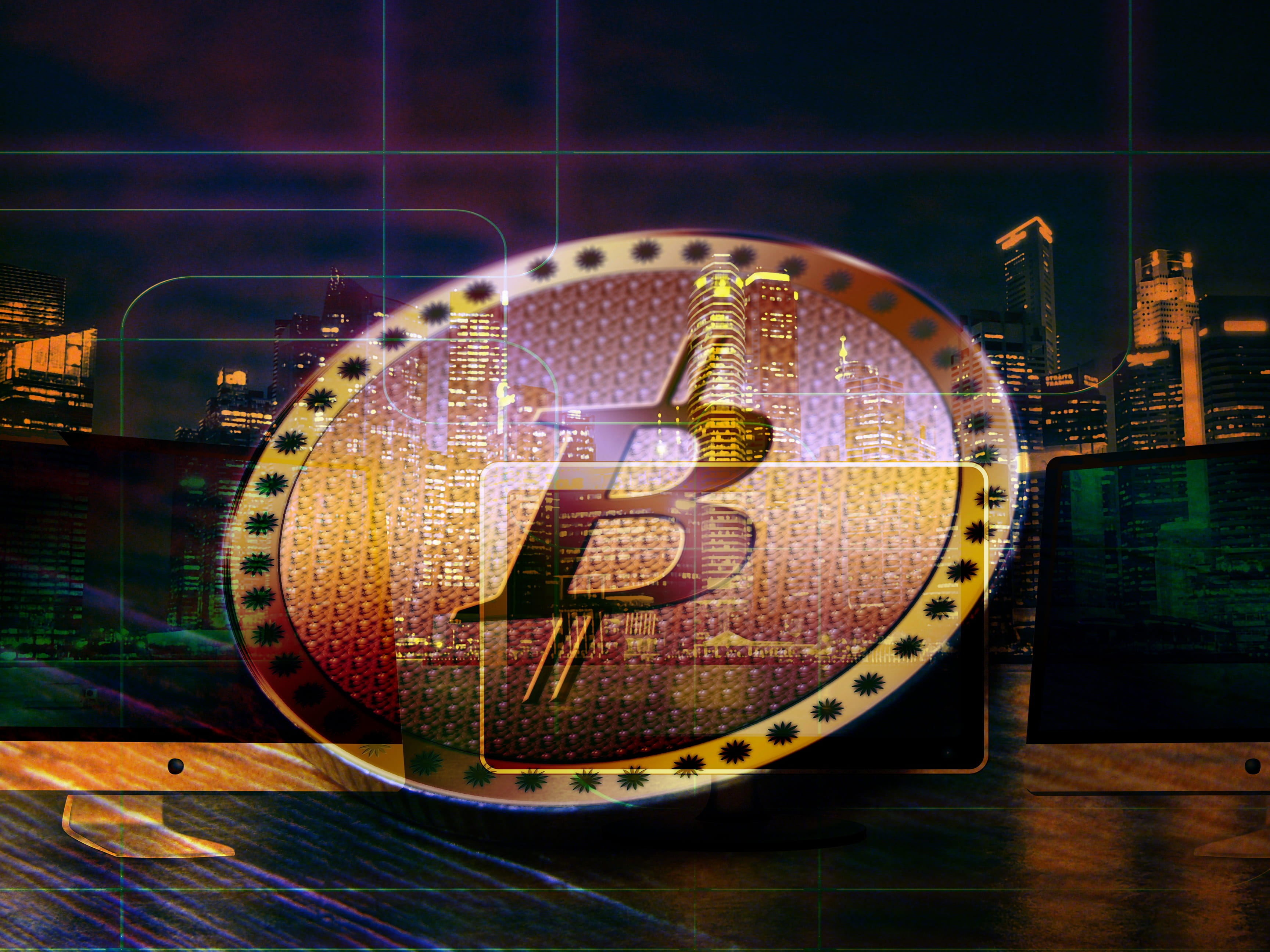 still life, Bitcoin, close-up, Money, 2K, coin, trade, cash, imitation, indoors, network, architecture, Electronic Money, film industry, gold, circle, HD Wallpaper