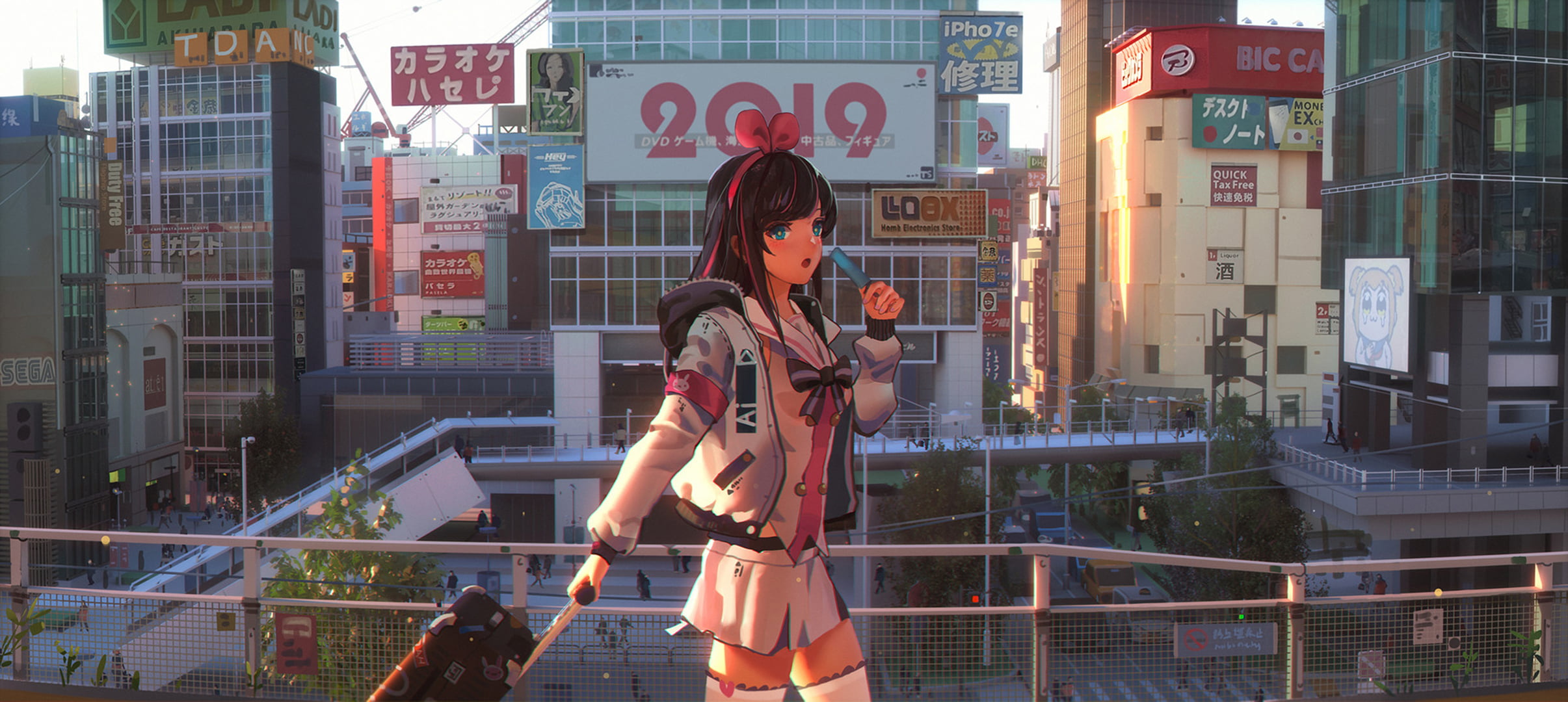 Anime, AI Channel, 1080P, Kizuna AI, City, Girl, HD Wallpaper