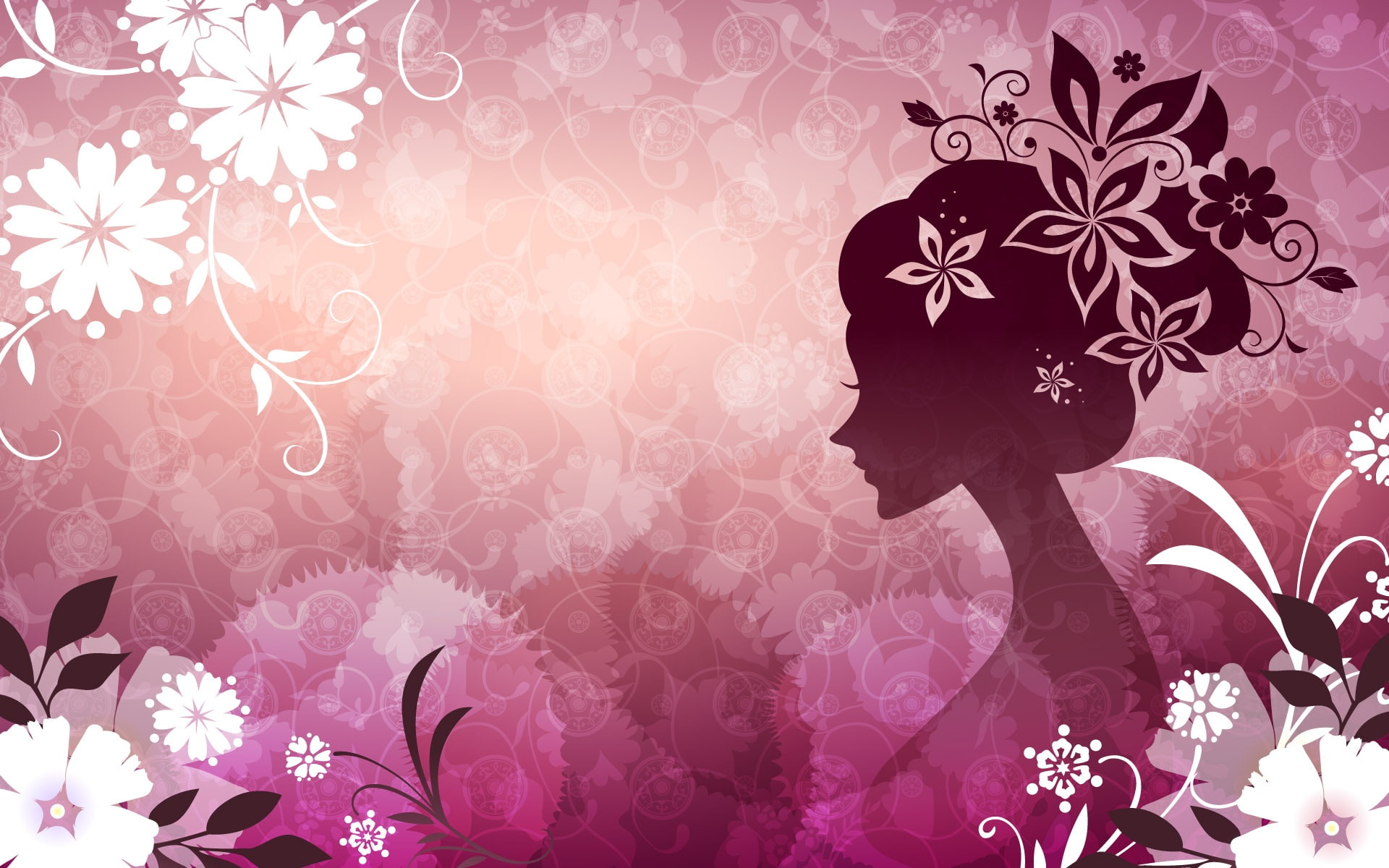 Pink, 1080P, Theme, Woman, Vector, Flower, flowers, HD Wallpaper