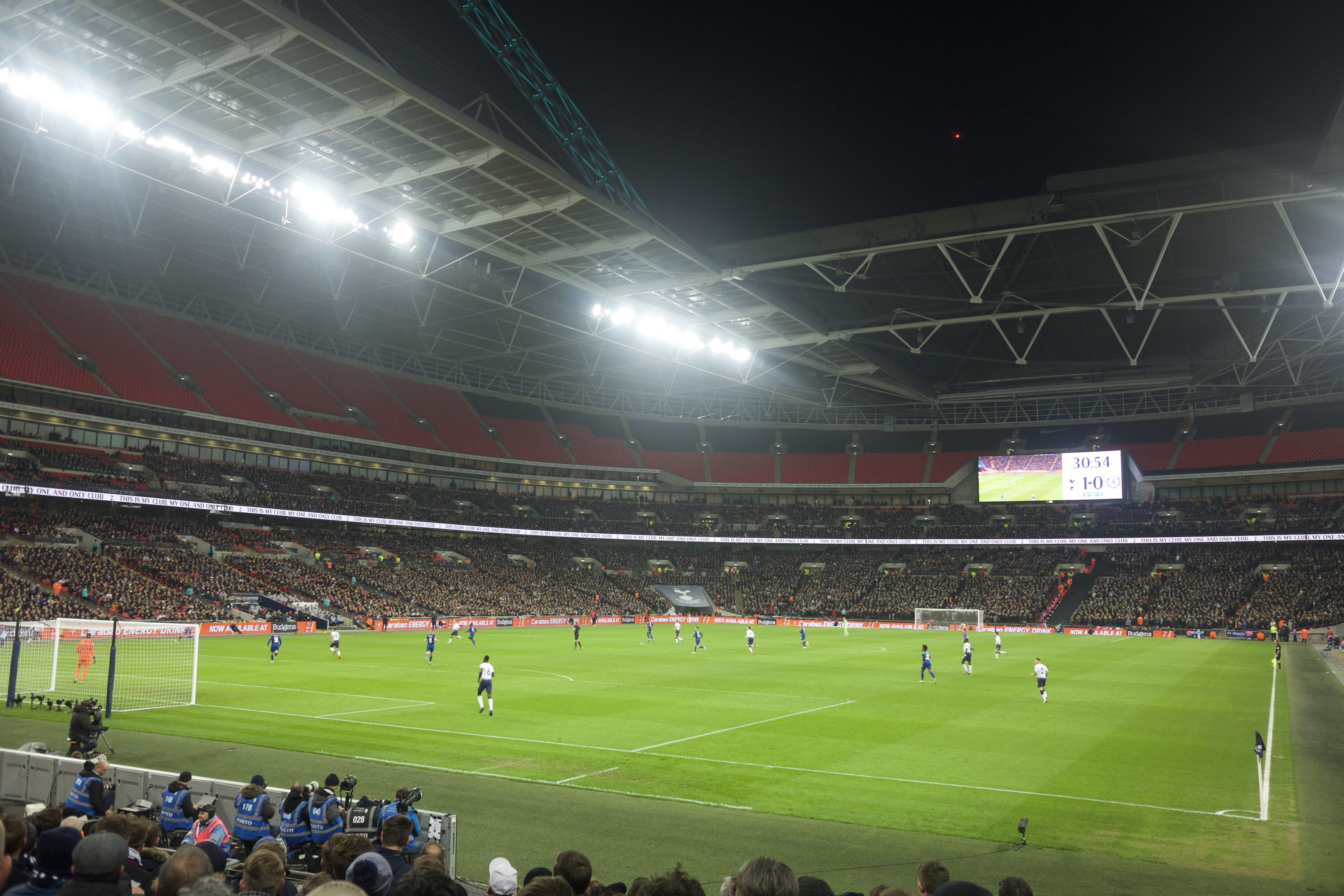 sport, spectator, football field, playing, human, night, men, real people, person, carabao cup, field, arena, building, illuminated, team sport, outdoors, HD Wallpaper