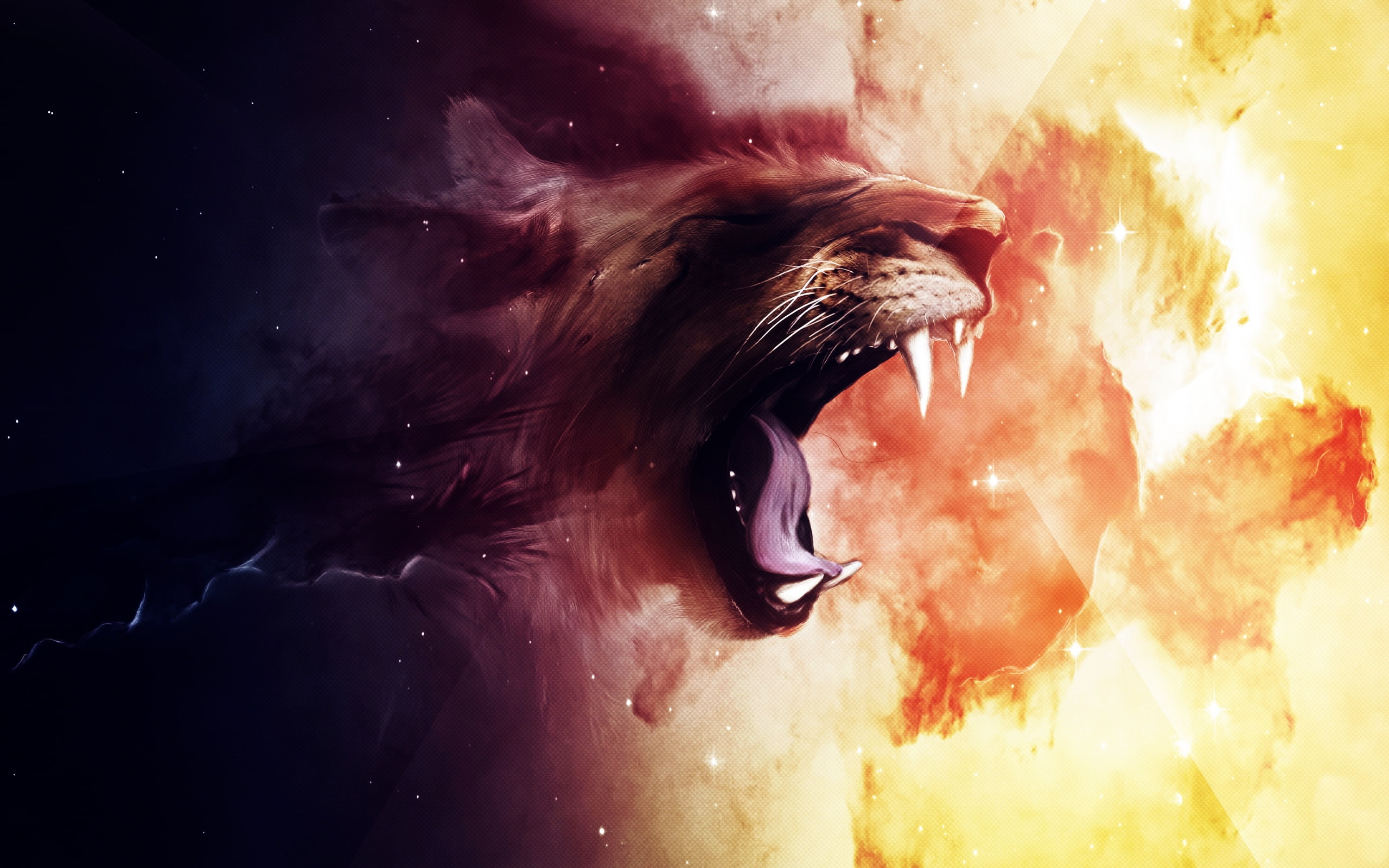hd, creative and graphics, lion, roaring, creative, 2K, graphics, HD Wallpaper