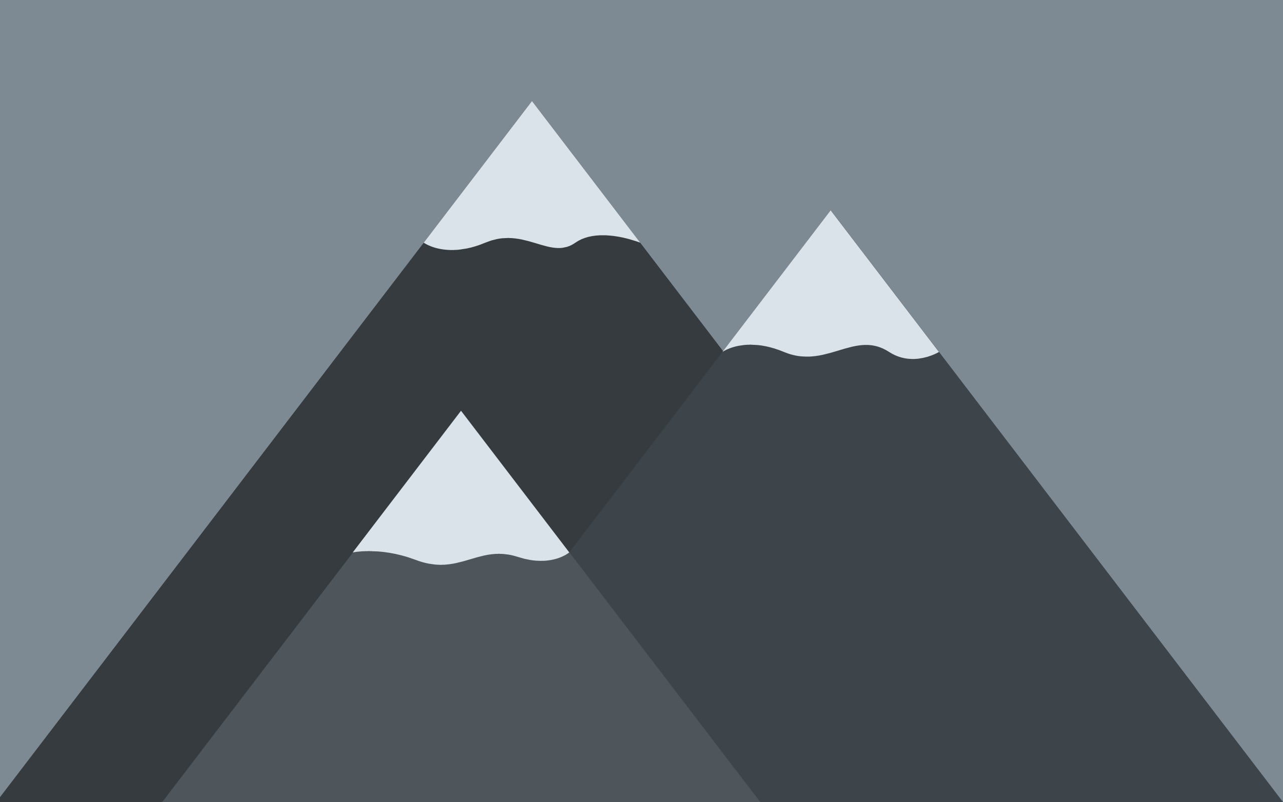 geometric shape, low angle view, 2K, mountains, gray, pyramid, no people, outdoors, silhouette, minimalism, artwork, shape, architecture, copy space, black color, HD Wallpaper