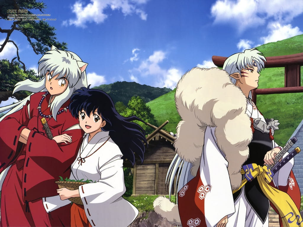 Sesshomaru, Kagome, 480P, hd, half, inu, anime, Inuyasha, Inu Yasha, art, brothers, yasha, HD Wallpaper