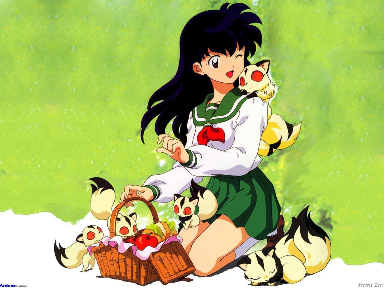 720P, hd, x, higurashi, kagome, art, anime, Higurashi Kagome, Inuyasha, HD Wallpaper