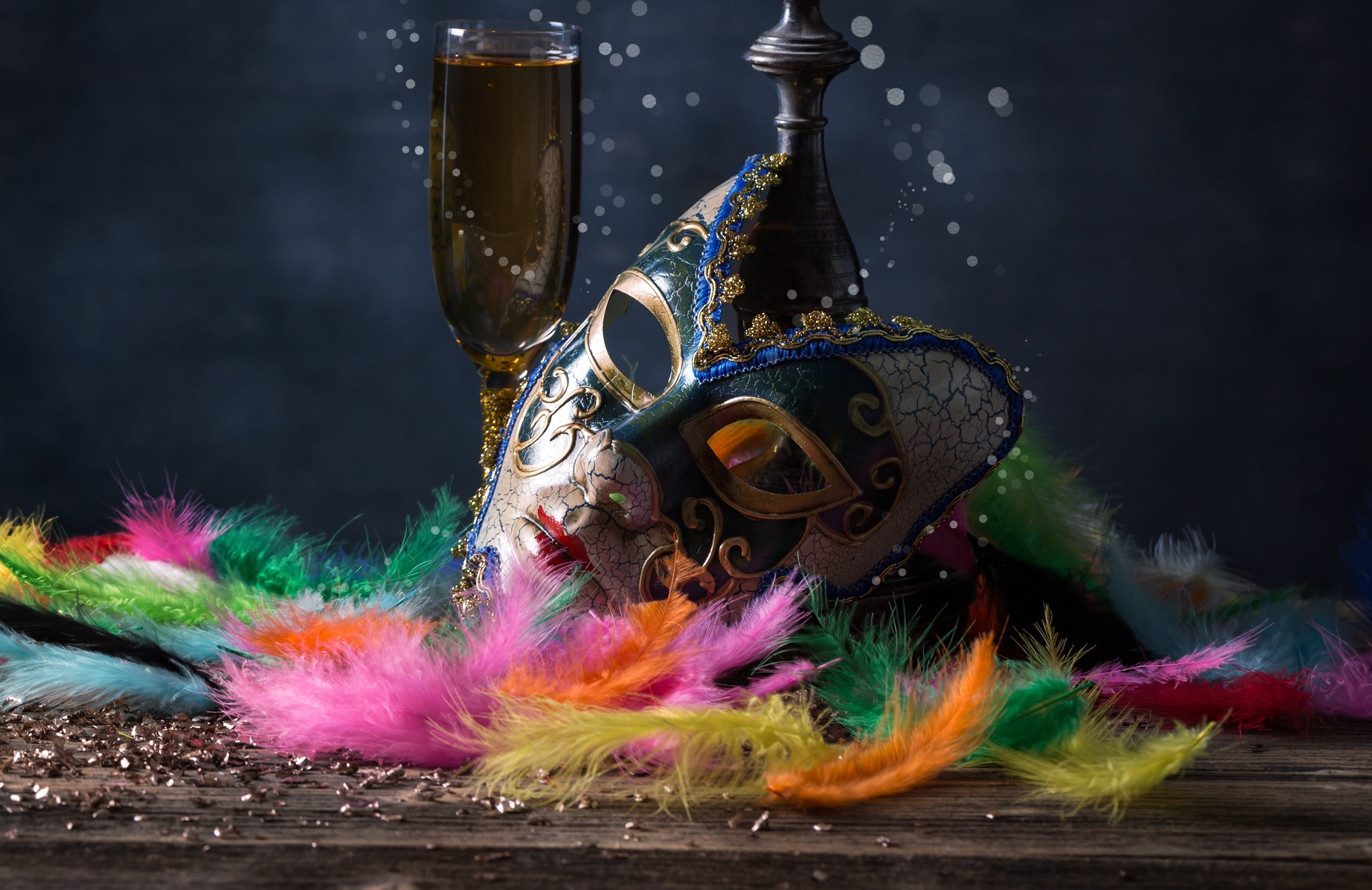 painting, multi colored, festivals, venetian mask, celebration, black, disguise, carnival - celebration event, motion, venetian masks, no people, festival, HD Wallpaper